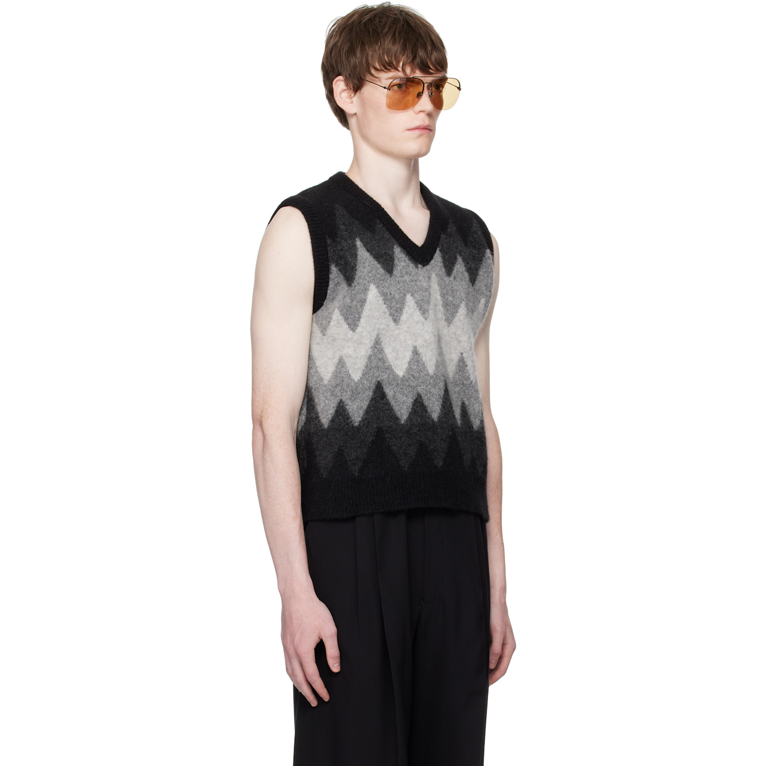  Ernest W. Baker Black & Gray Degrade Jacquard Vest 