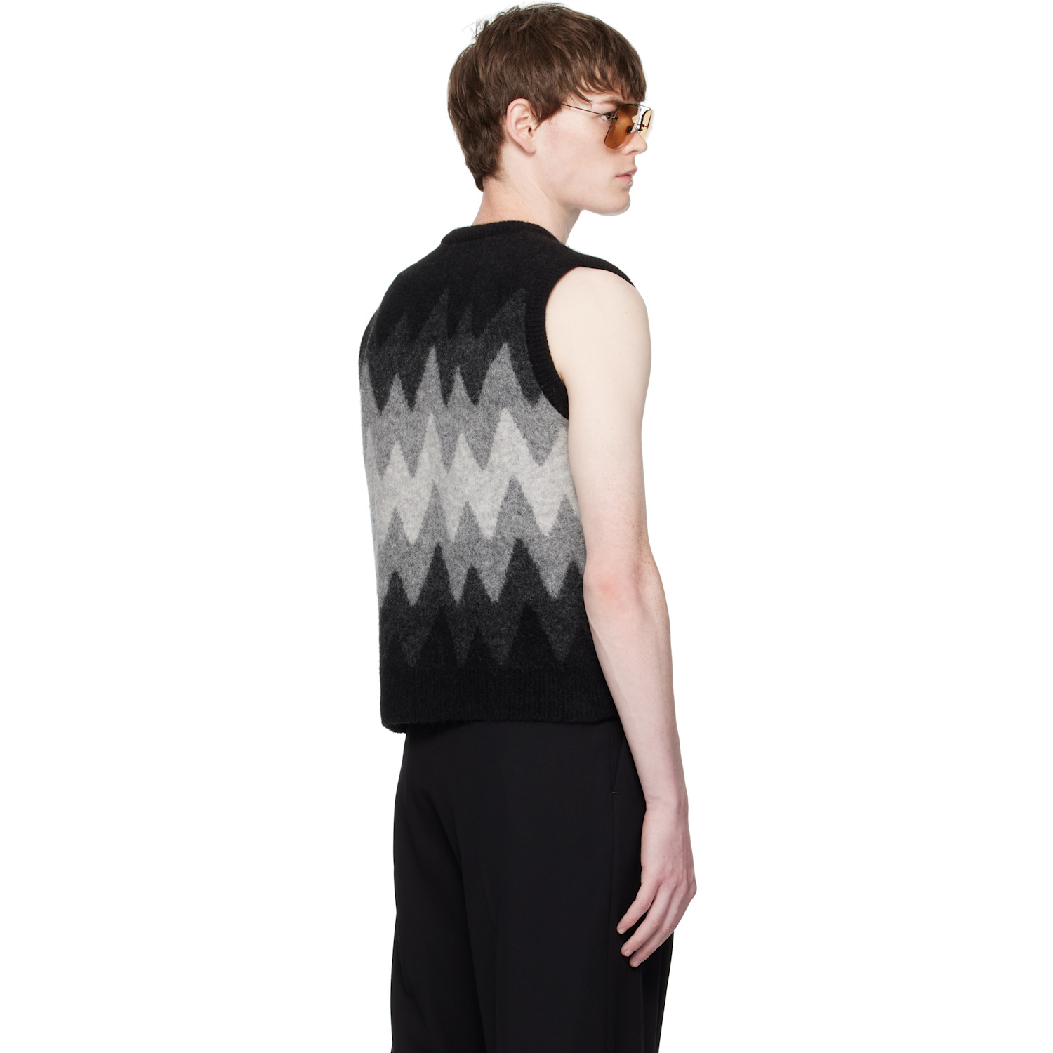  Ernest W. Baker Black & Gray Degrade Jacquard Vest 