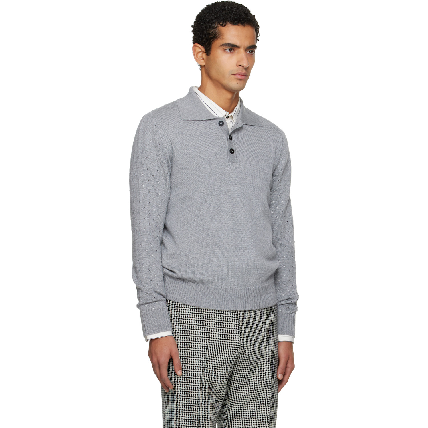 Ernest W. Baker Gray Polka-dot Polo 