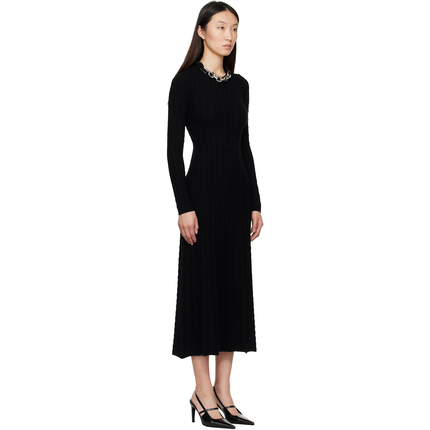  Rabanne Black Wool Maxi Dress 