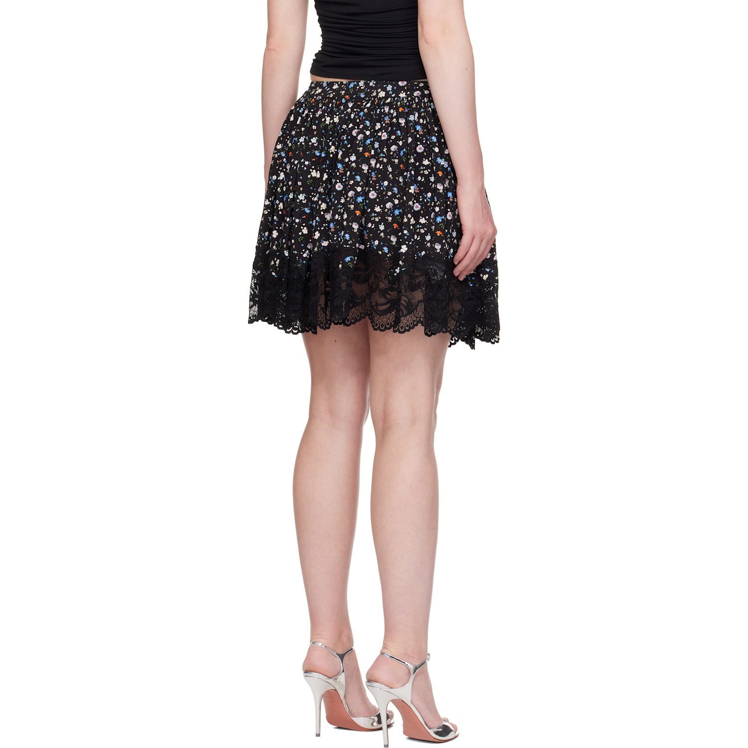  Rabanne Black Floral Lace Miniskirt 