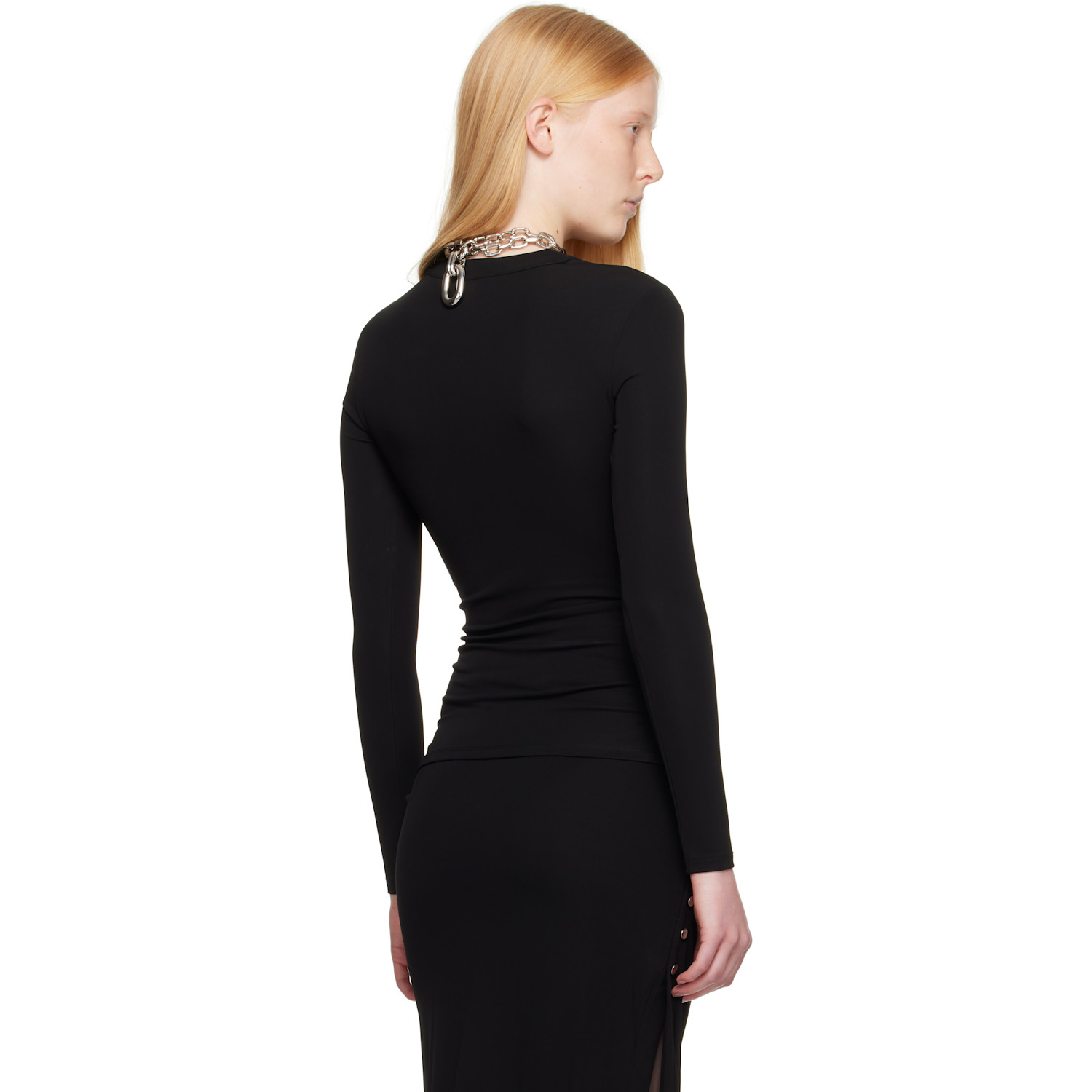  Rabanne Black Drapé Pression Jersey Top 