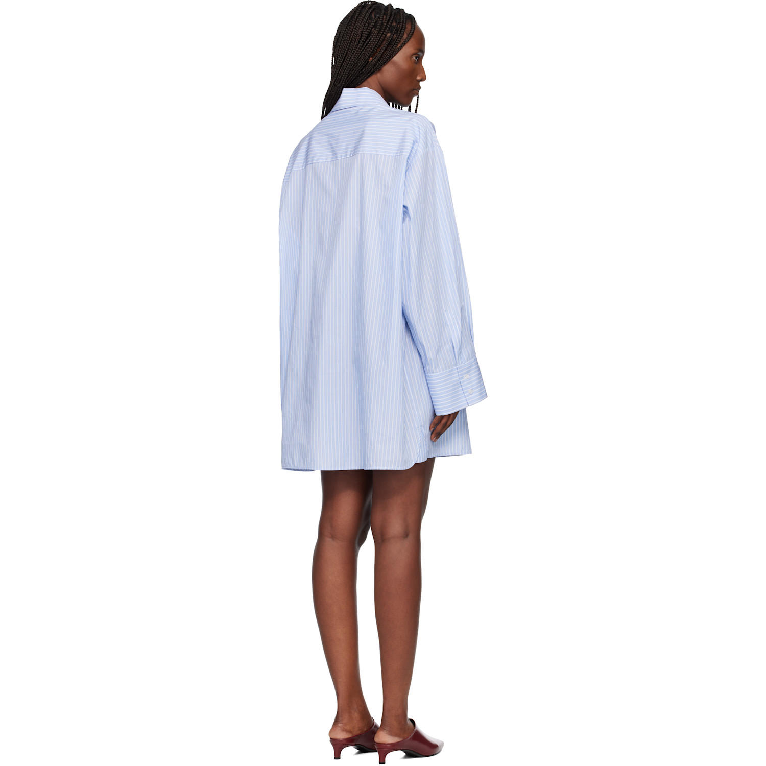  Off-white Blue Striped Poplin Shirt Minidress 