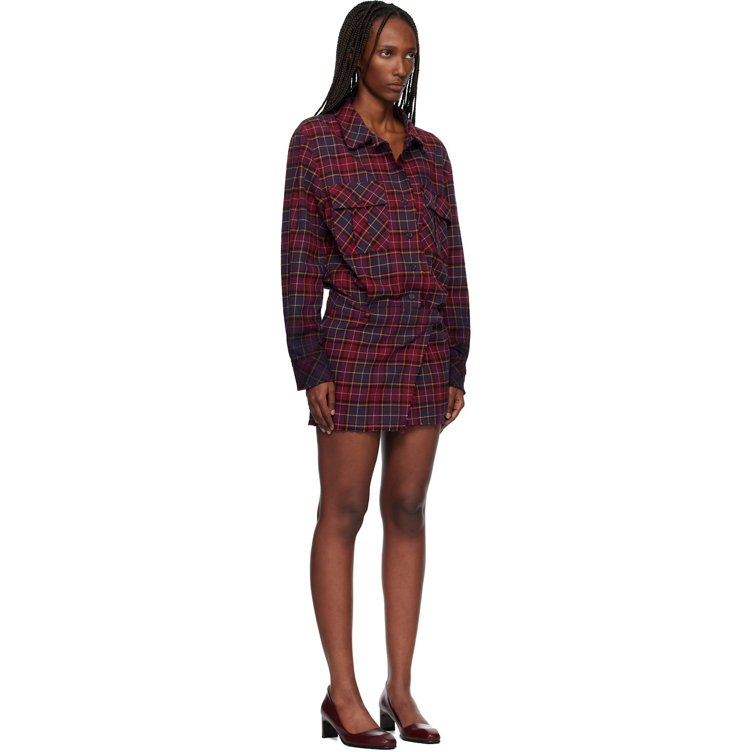  Off-white Red Check Flannel Arrow Minidress 
