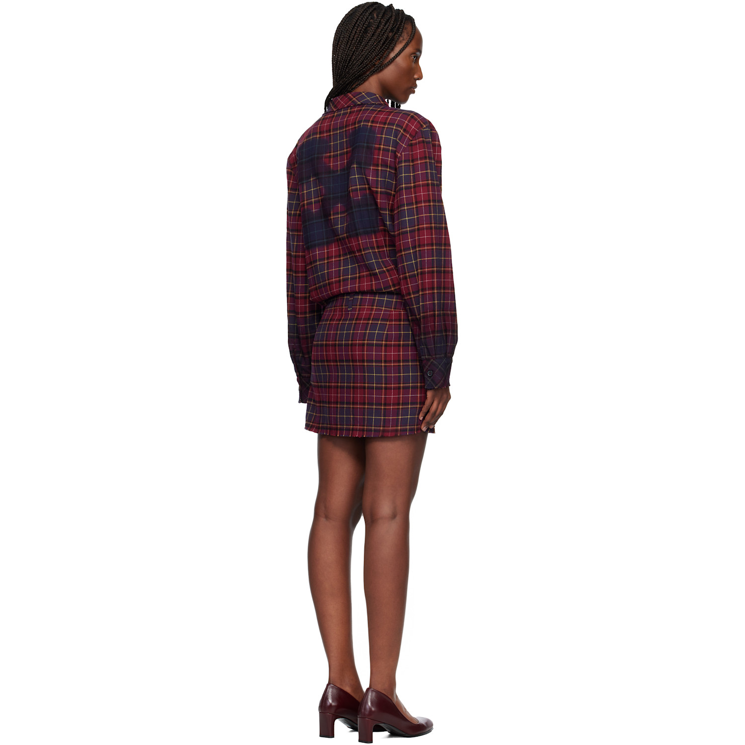  Off-white Red Check Flannel Arrow Minidress 