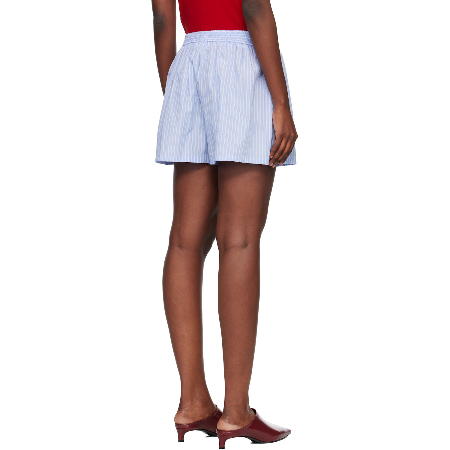  Off-white Blue Striped Poplin Shorts 