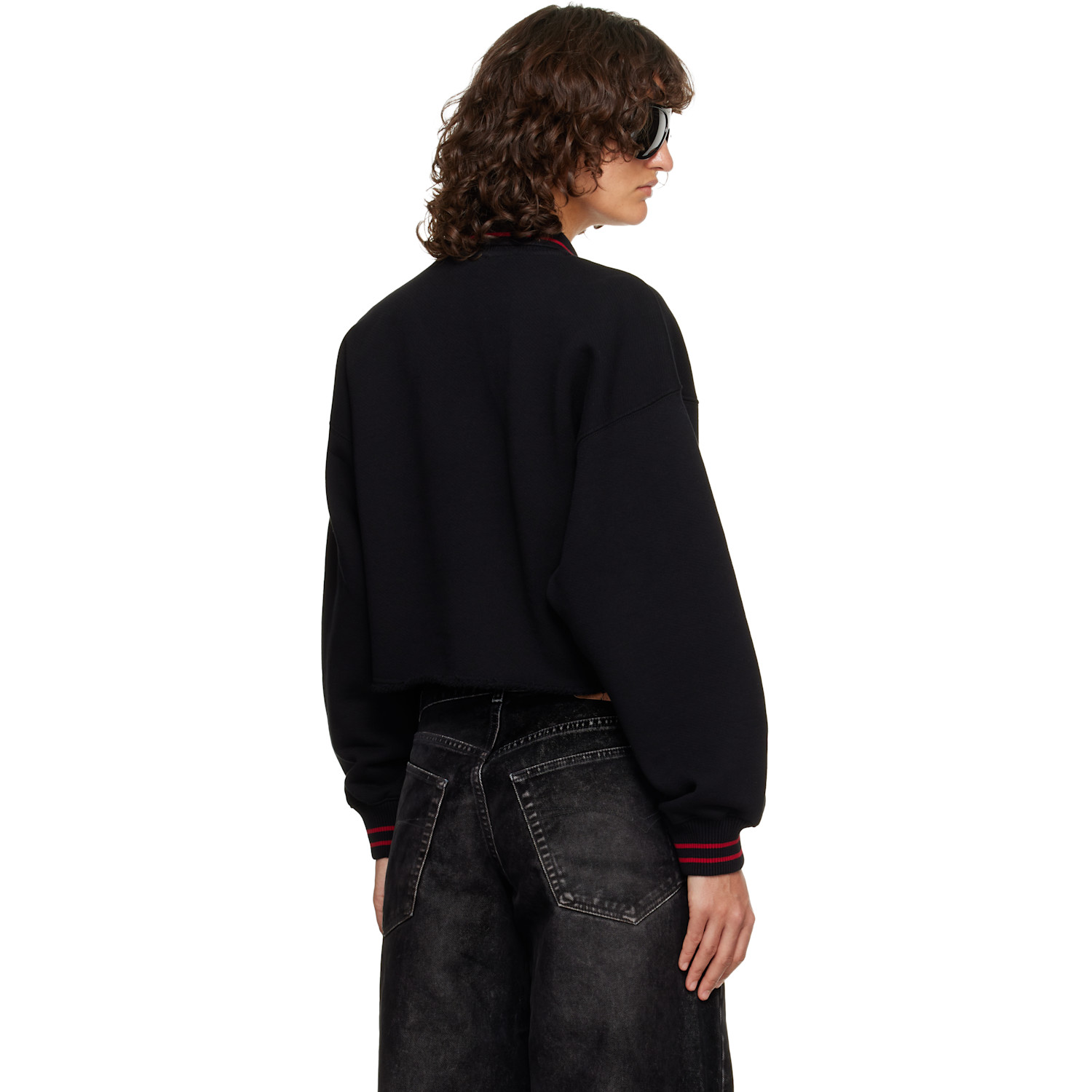  Off-white Black Sporty Crop Polo Logo Sweatshirt 