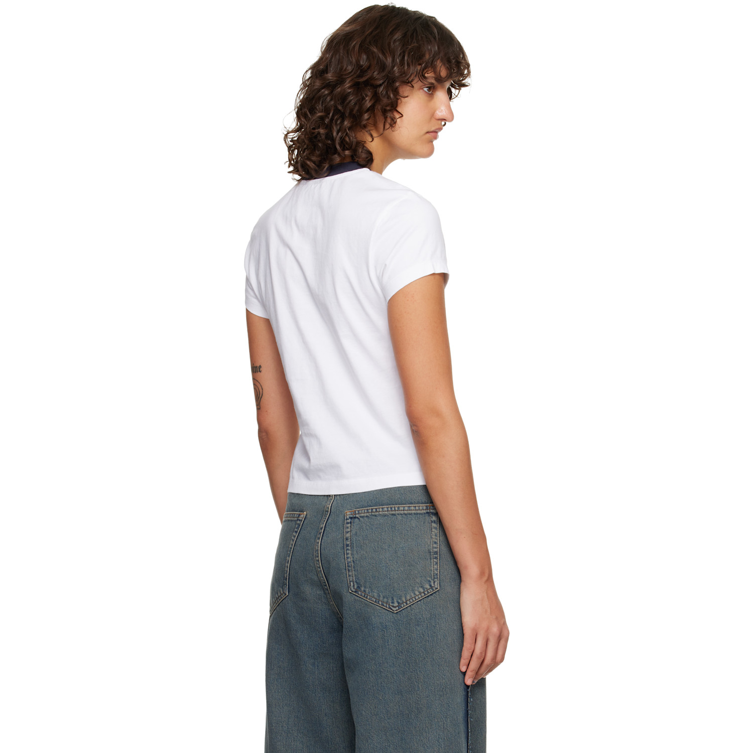  Off-white White Embroidered Script Logo Fitted T-shirt 