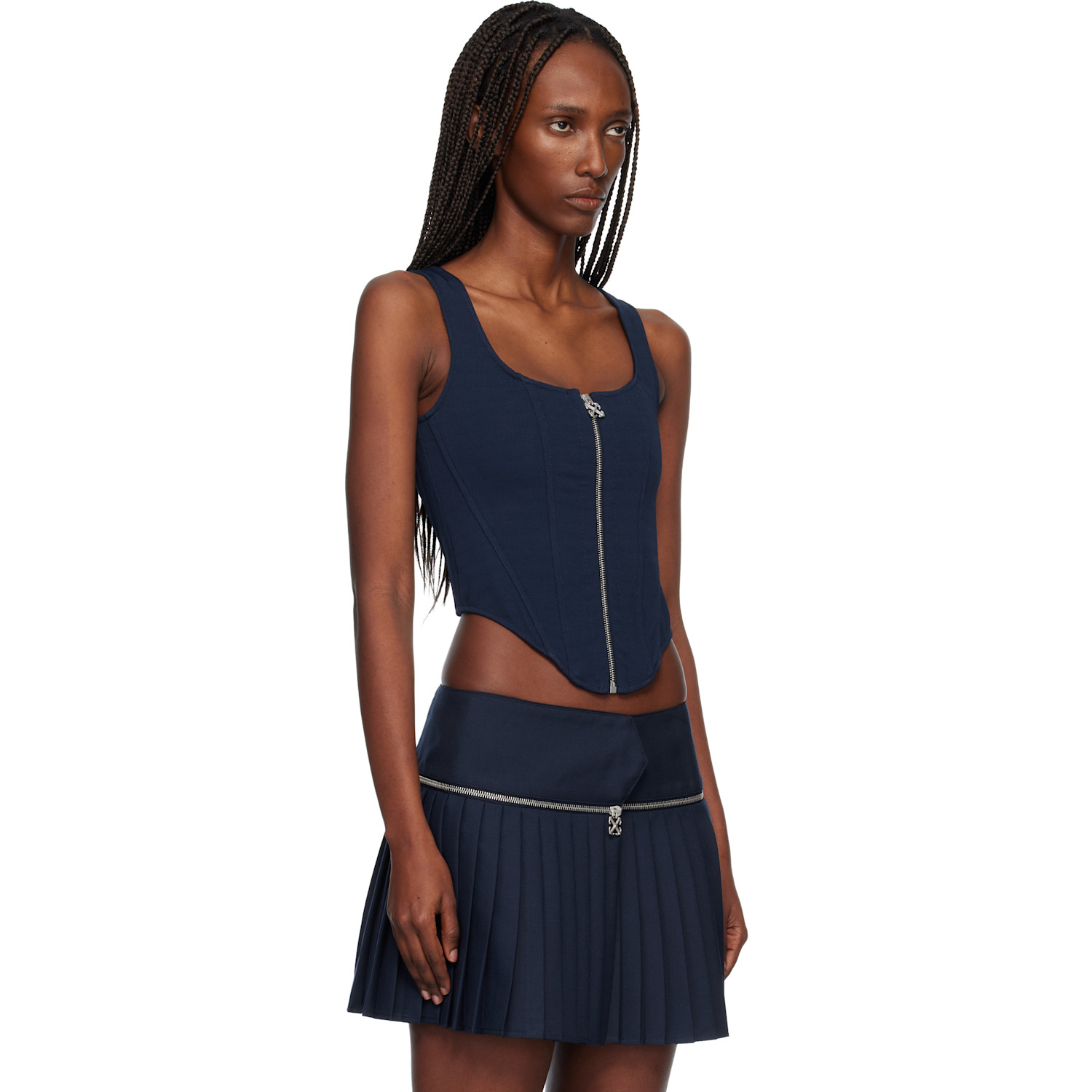  Off-white Navy Heavy Jer Corset Top 