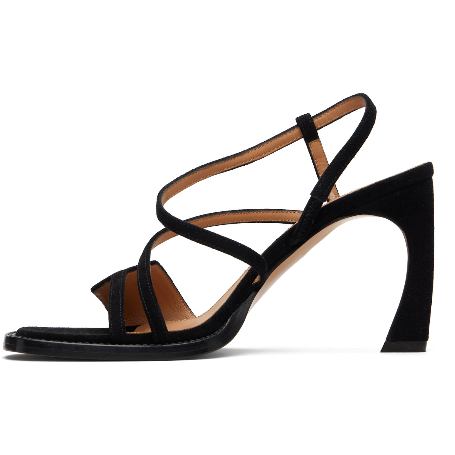 Off-white Black Zip Tie Loop Heeled Sandals 