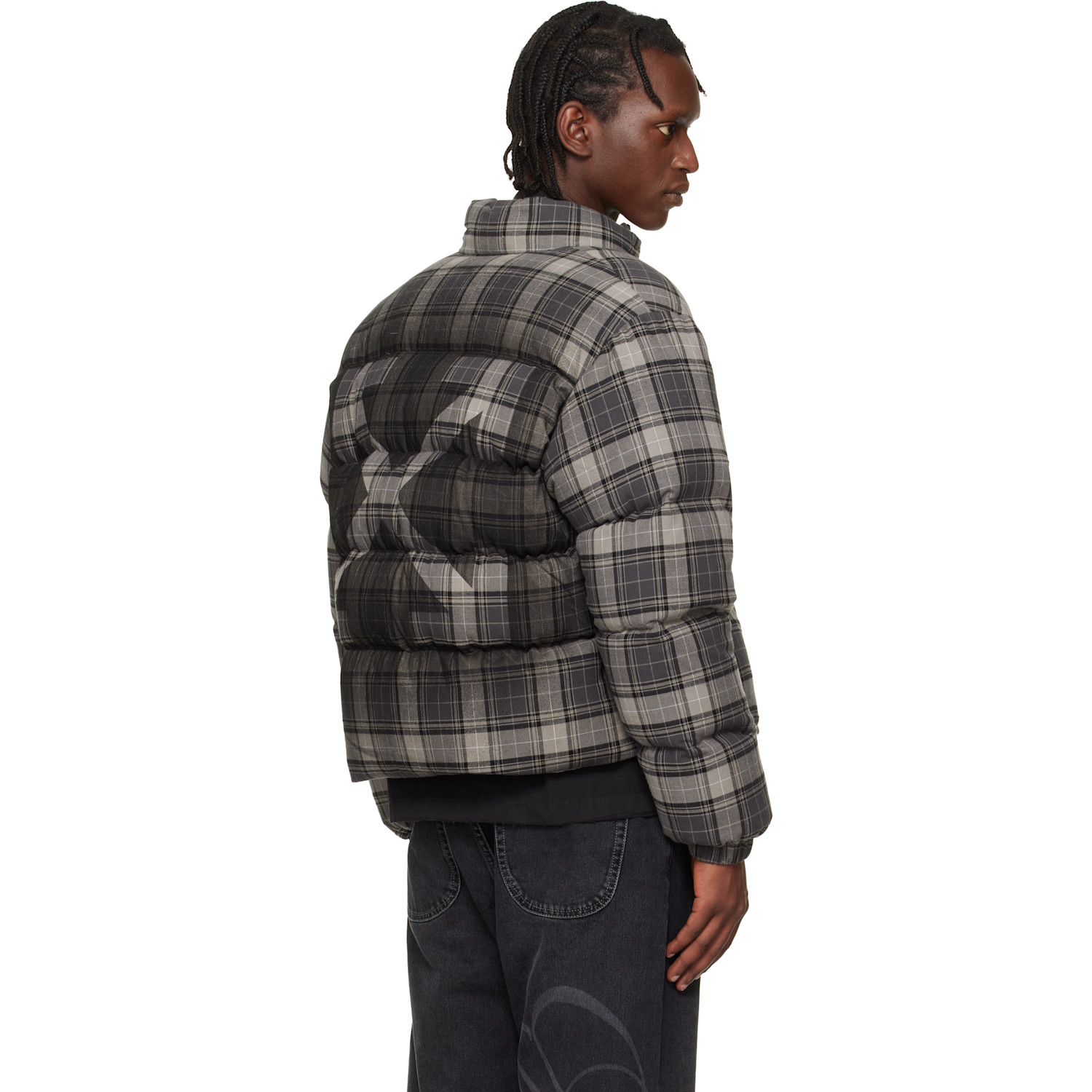  Off-white Gray Spray Arrow Check Flannel Down Jacket 