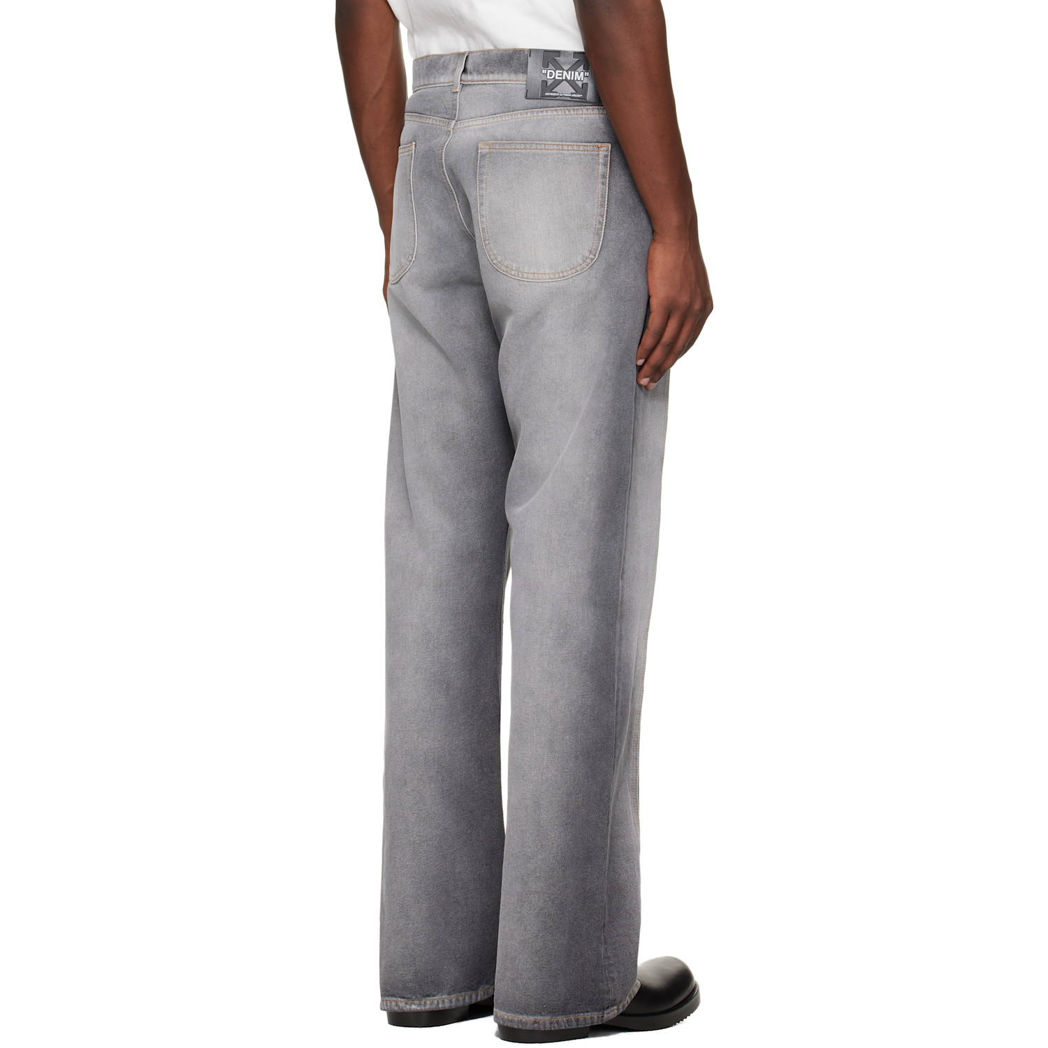  Off-white Gray Slanted Seam Relax Jeans 