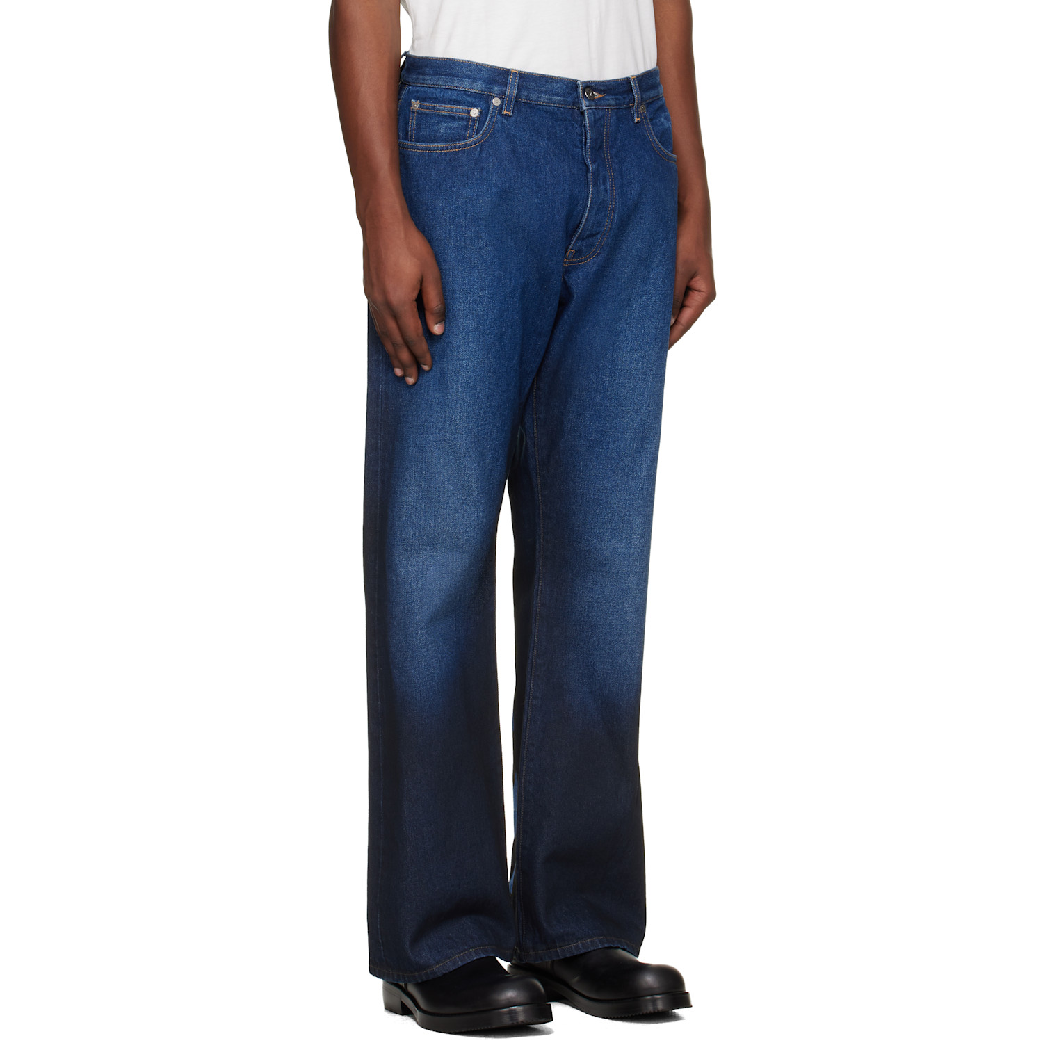  Off-white Navy Spray Diagonal Relax Jeans 