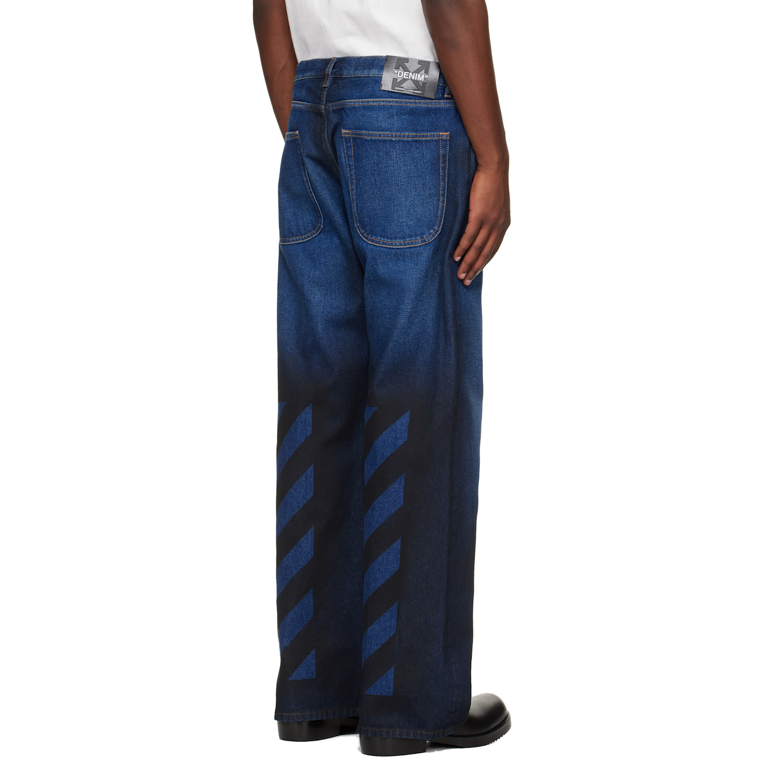  Off-white Navy Spray Diagonal Relax Jeans 