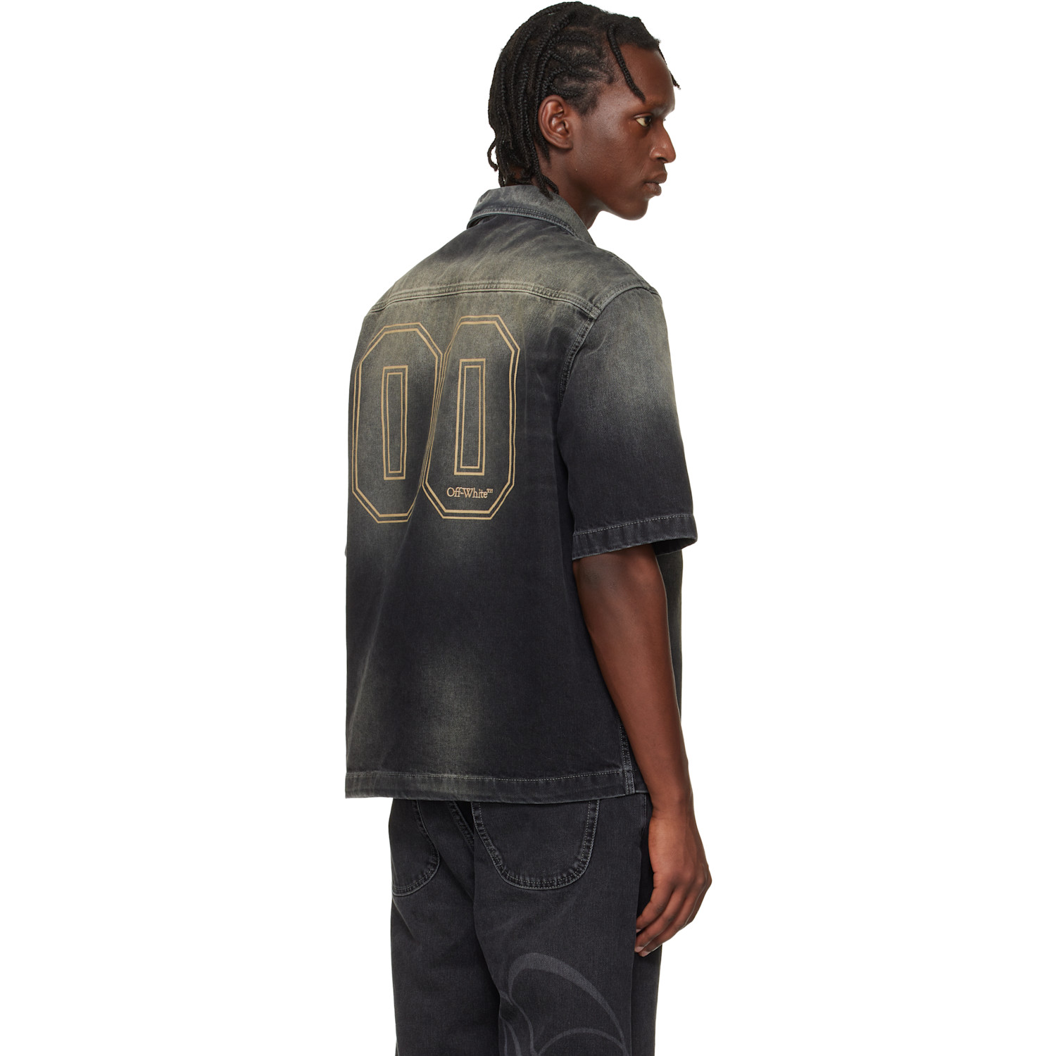  Off-white Black Zip Bowling Denim Shirt 