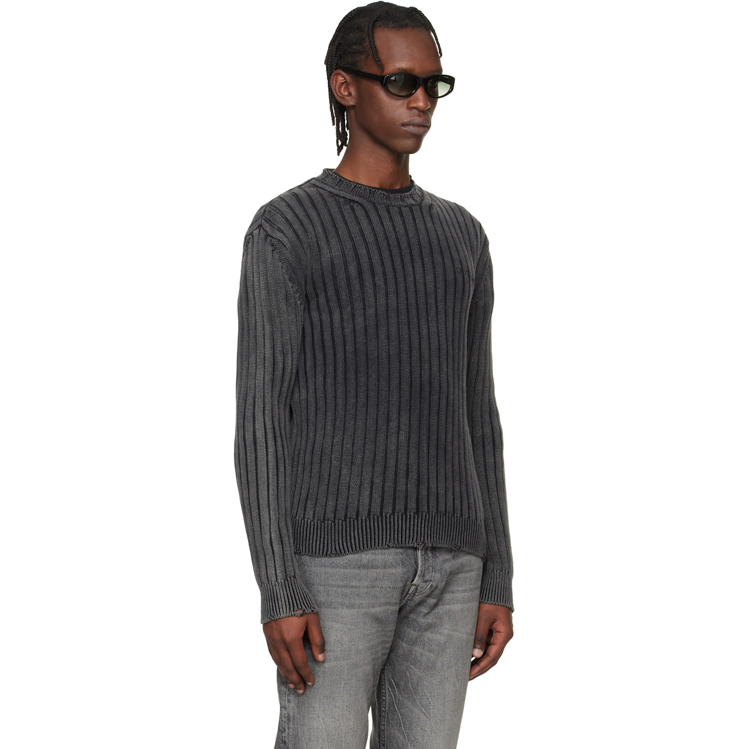  Off-white Gray Ink Arrow Rib Knit Crewneck Sweater 