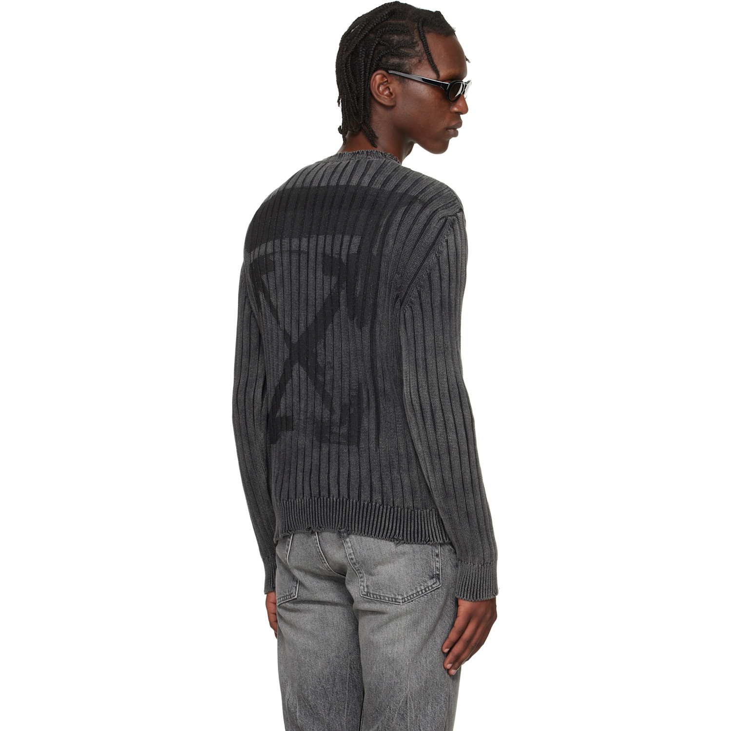  Off-white Gray Ink Arrow Rib Knit Crewneck Sweater 