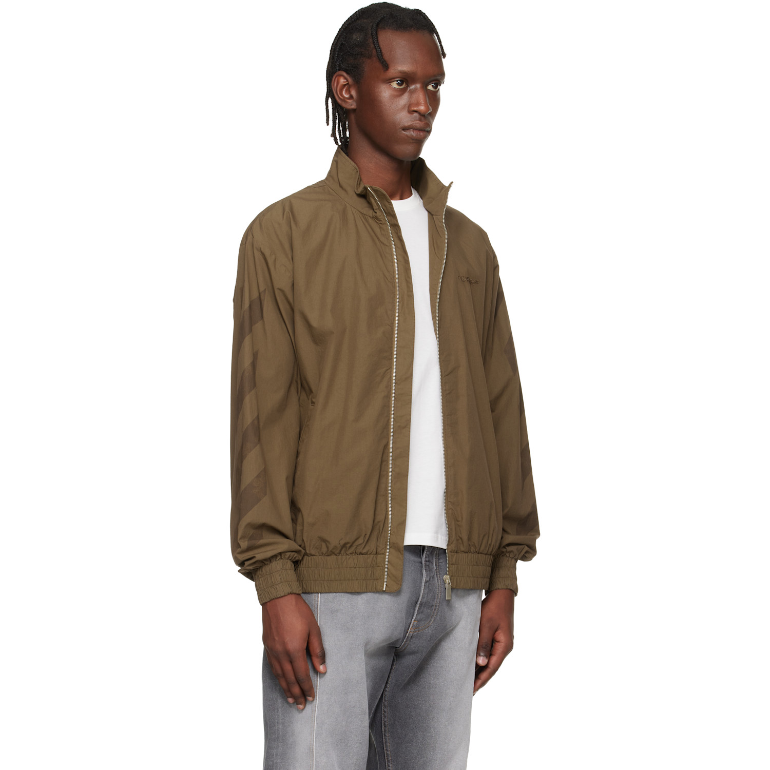  Off-white Khaki Diagonal Cotton Track Jacket 