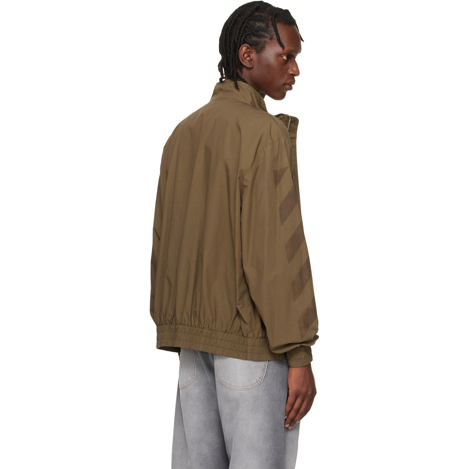  Off-white Khaki Diagonal Cotton Track Jacket 