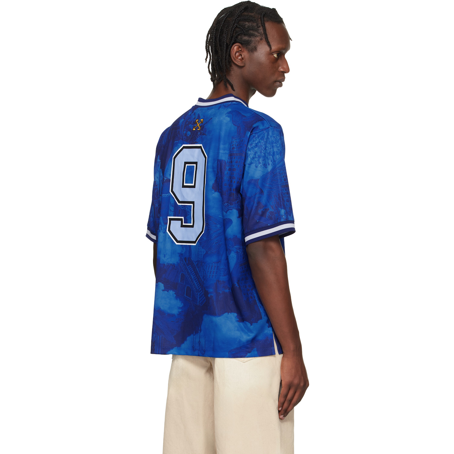  Off-white Blue World Paint Soccer Jersey 