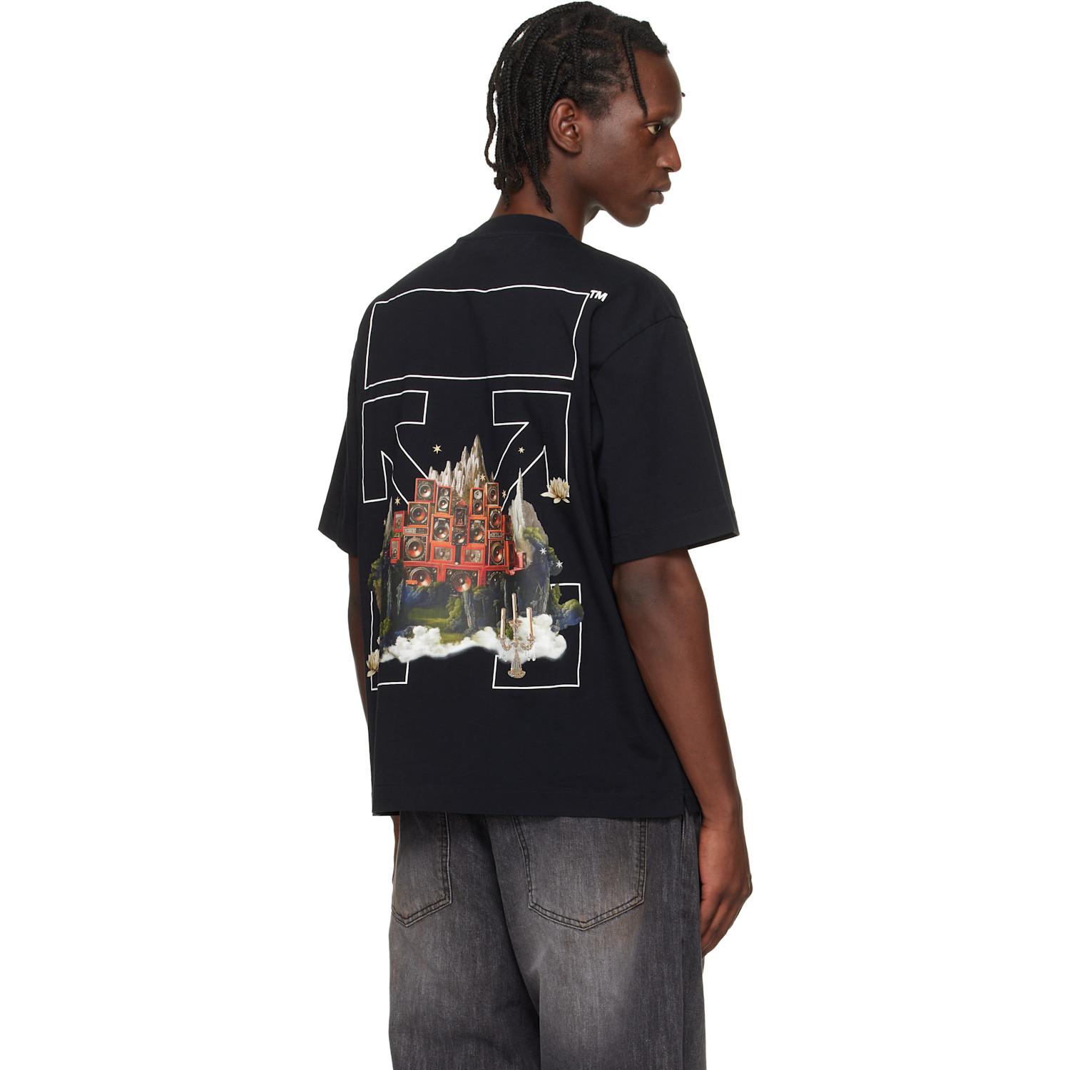  Off-white Black Landscape Arrow Skate Logo T-shirt 