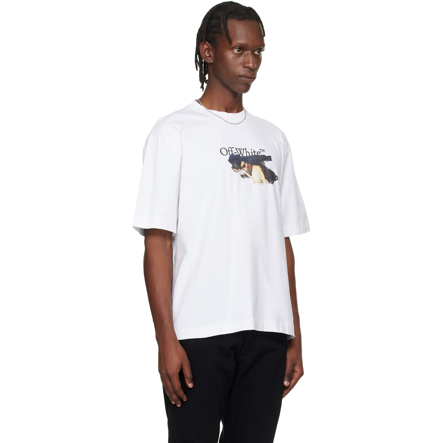 Off-white White Paint Arrow Skate Logo T-shirt 
