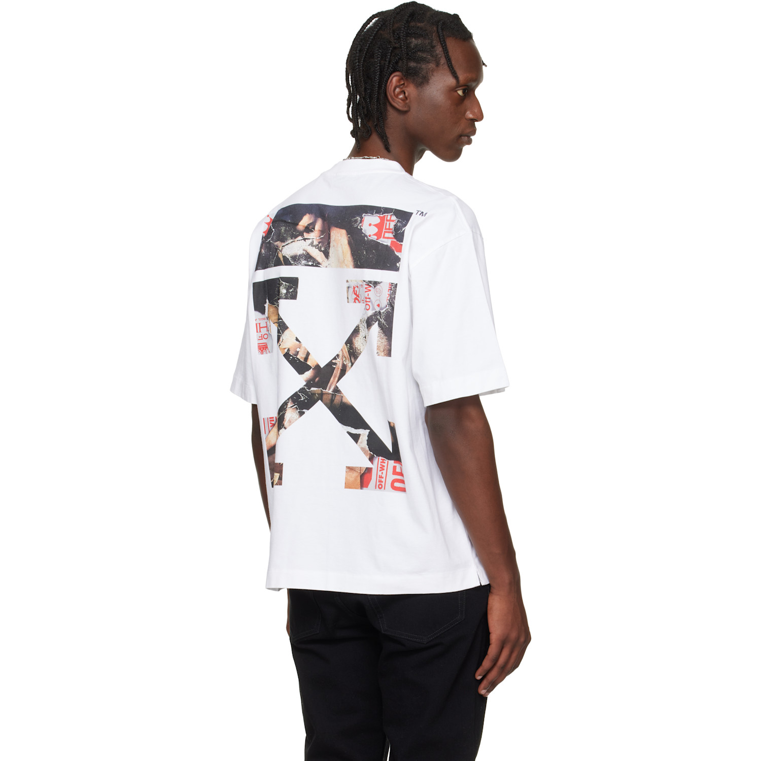  Off-white White Paint Arrow Skate Logo T-shirt 