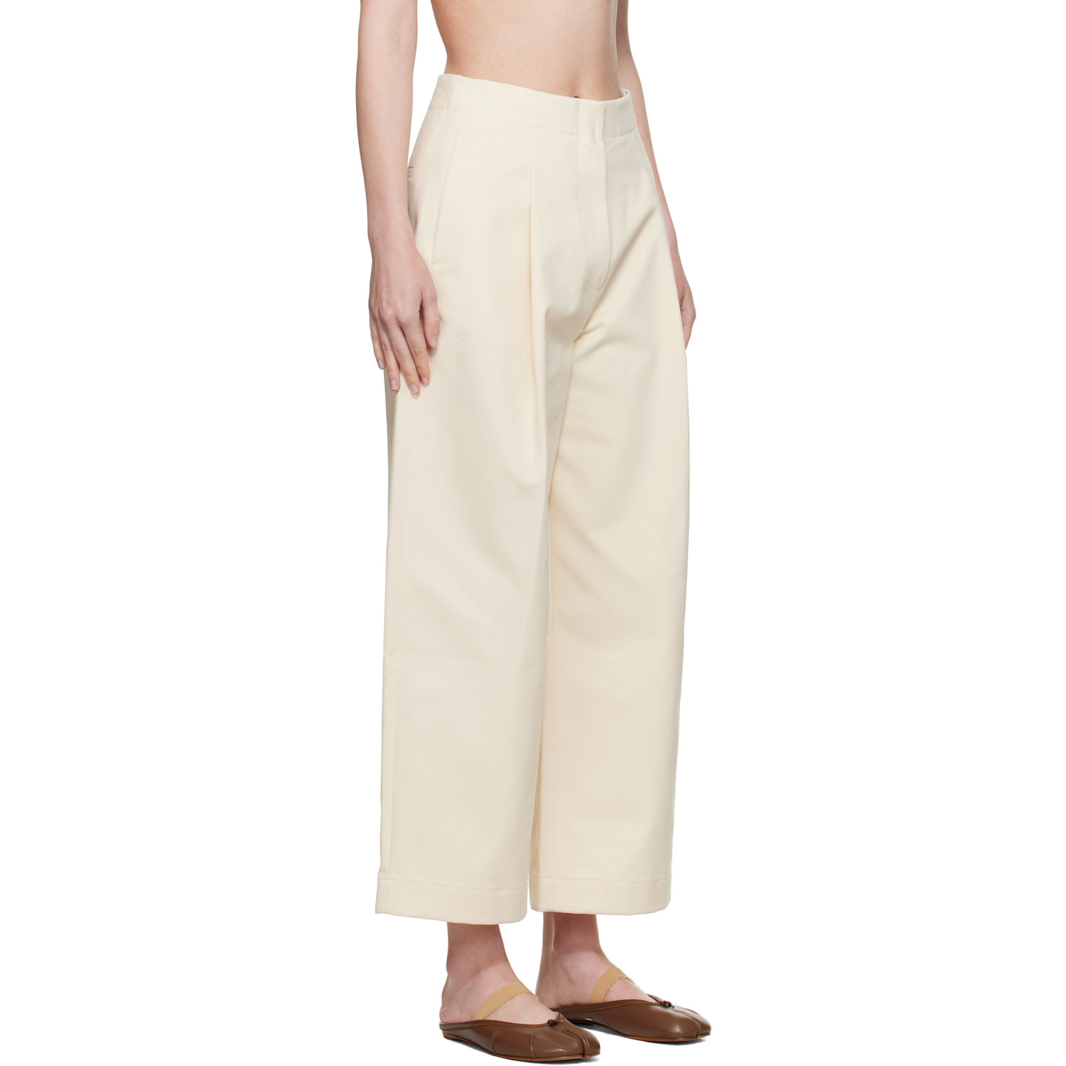  Studio Nicholson Off-white Dordoni Volume Trousers 