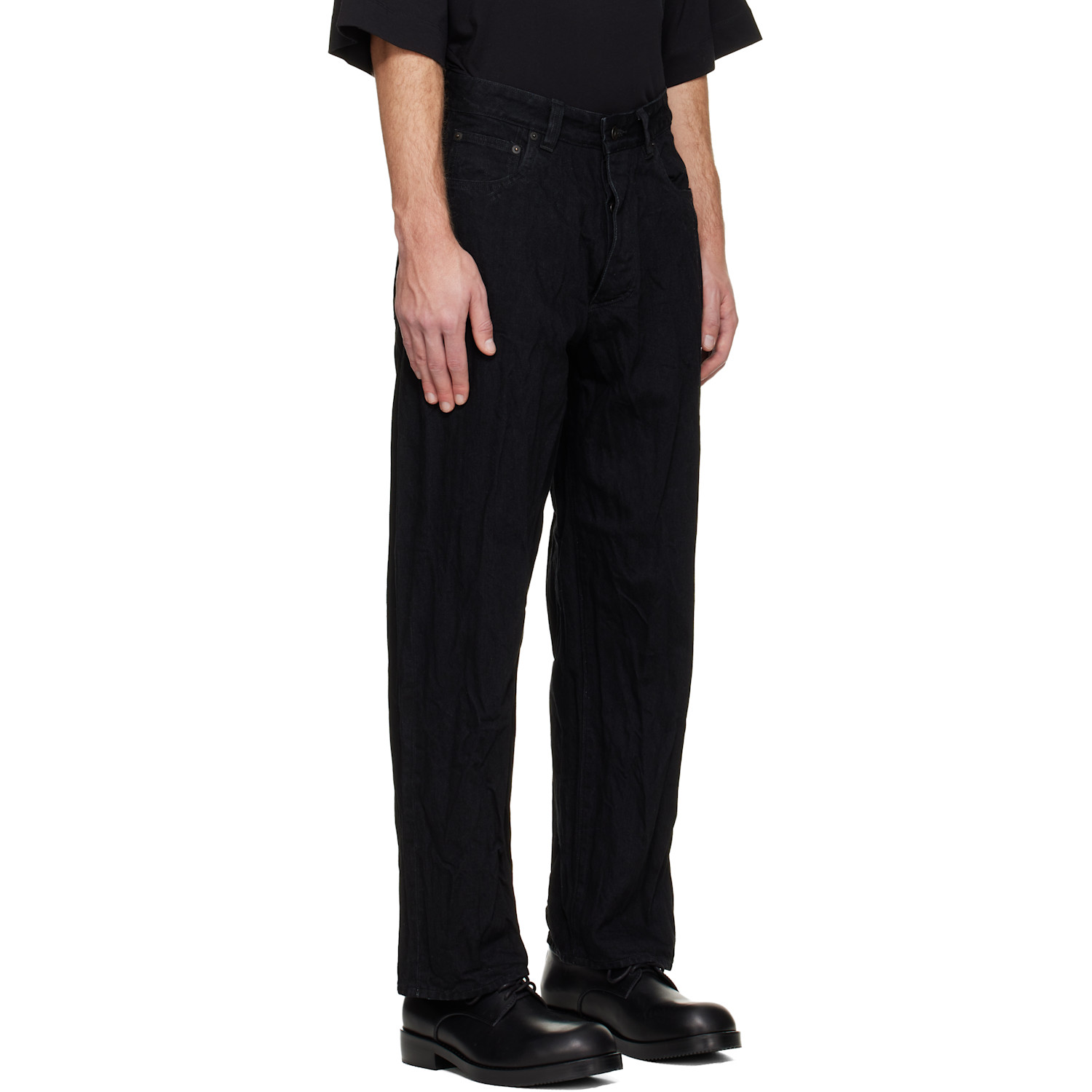  Studio Nicholson Black Seb Crinkle Denim Jeans 