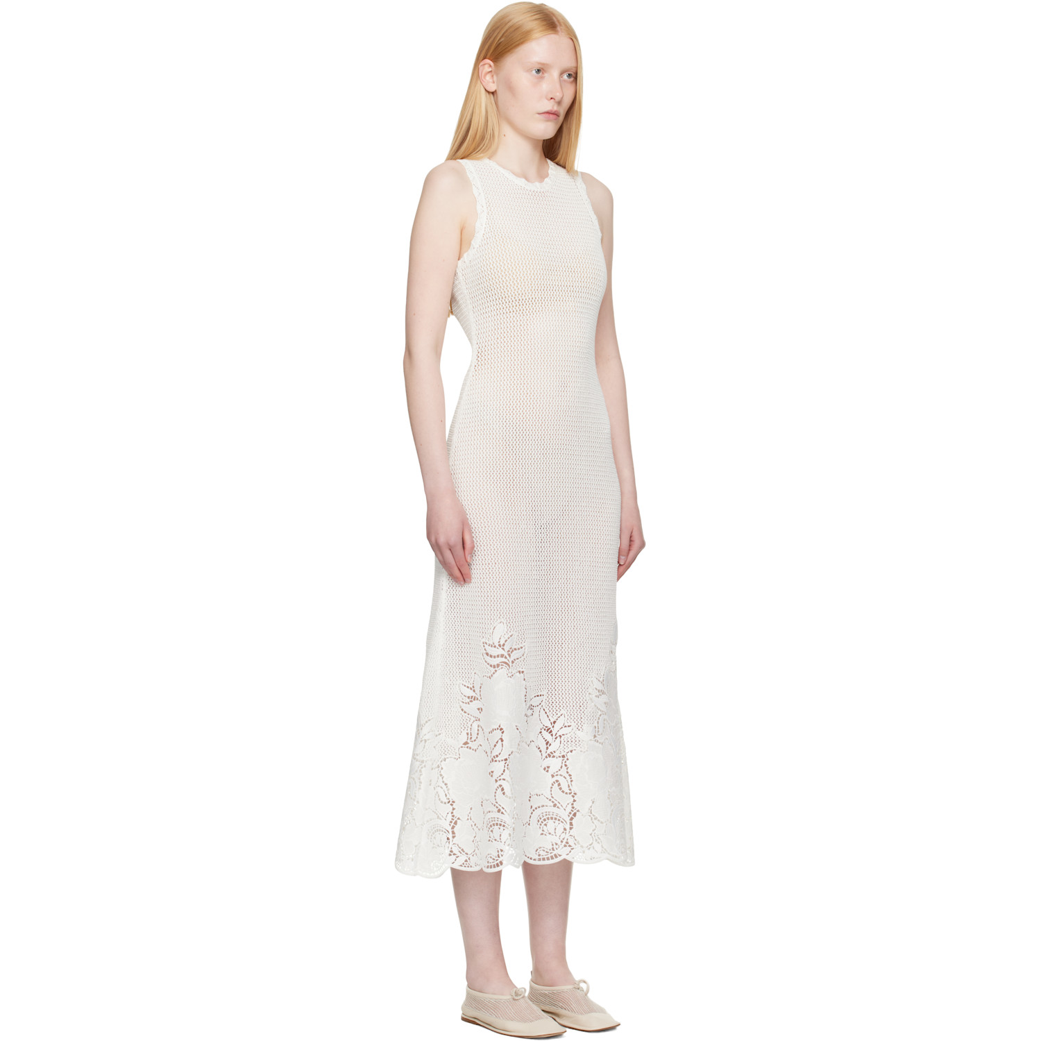  Erdem White Sleeveless Midi Dress 
