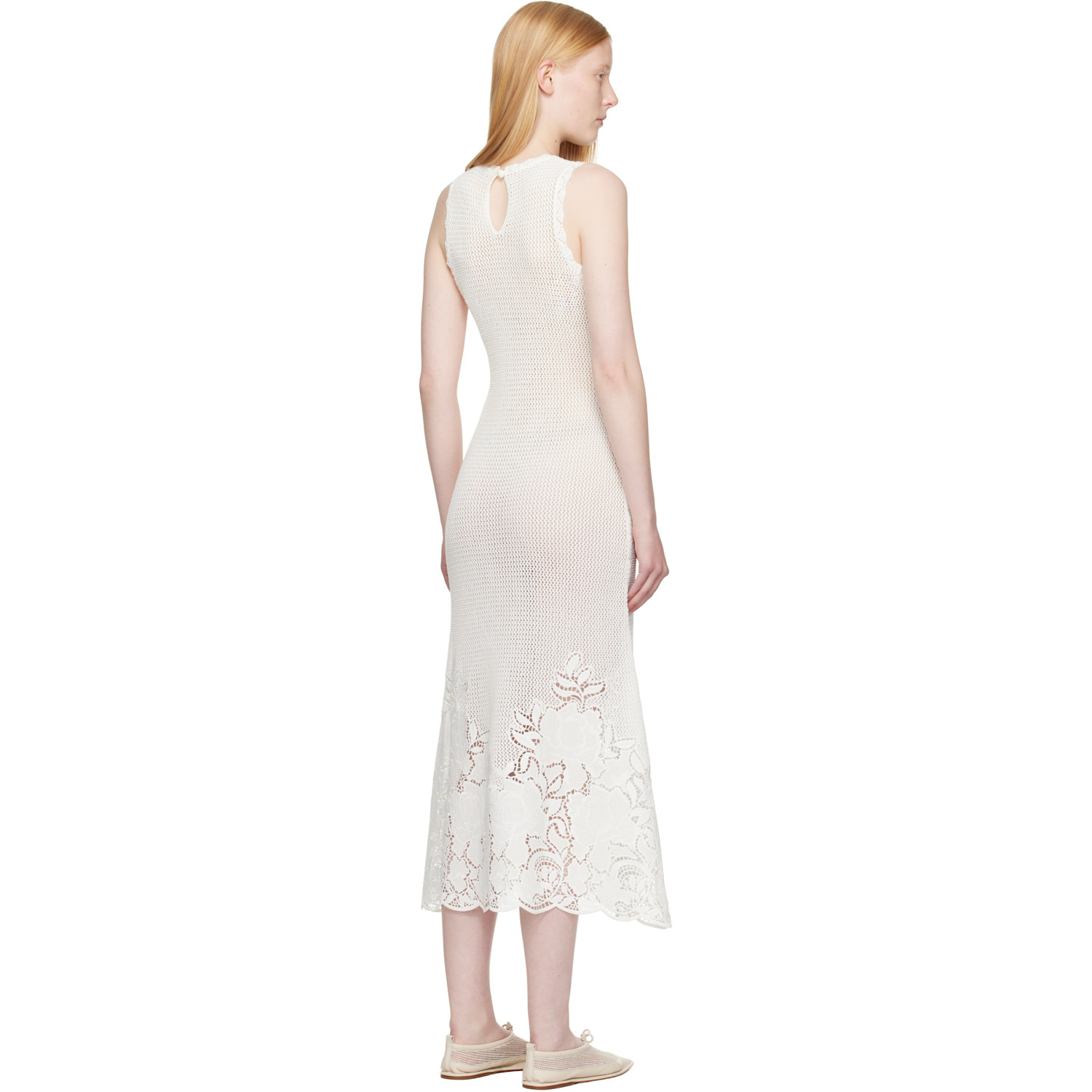  Erdem White Sleeveless Midi Dress 