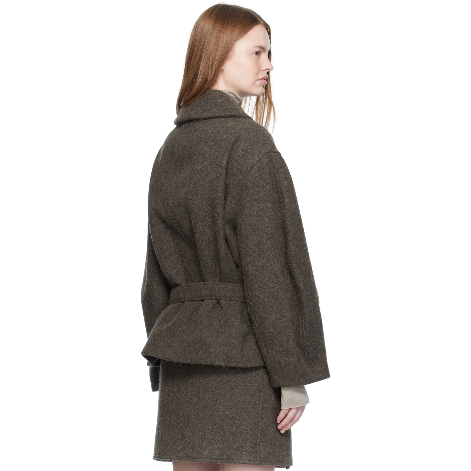  Lemaire Khaki Short Asymmetrical Bathrobe Coat 