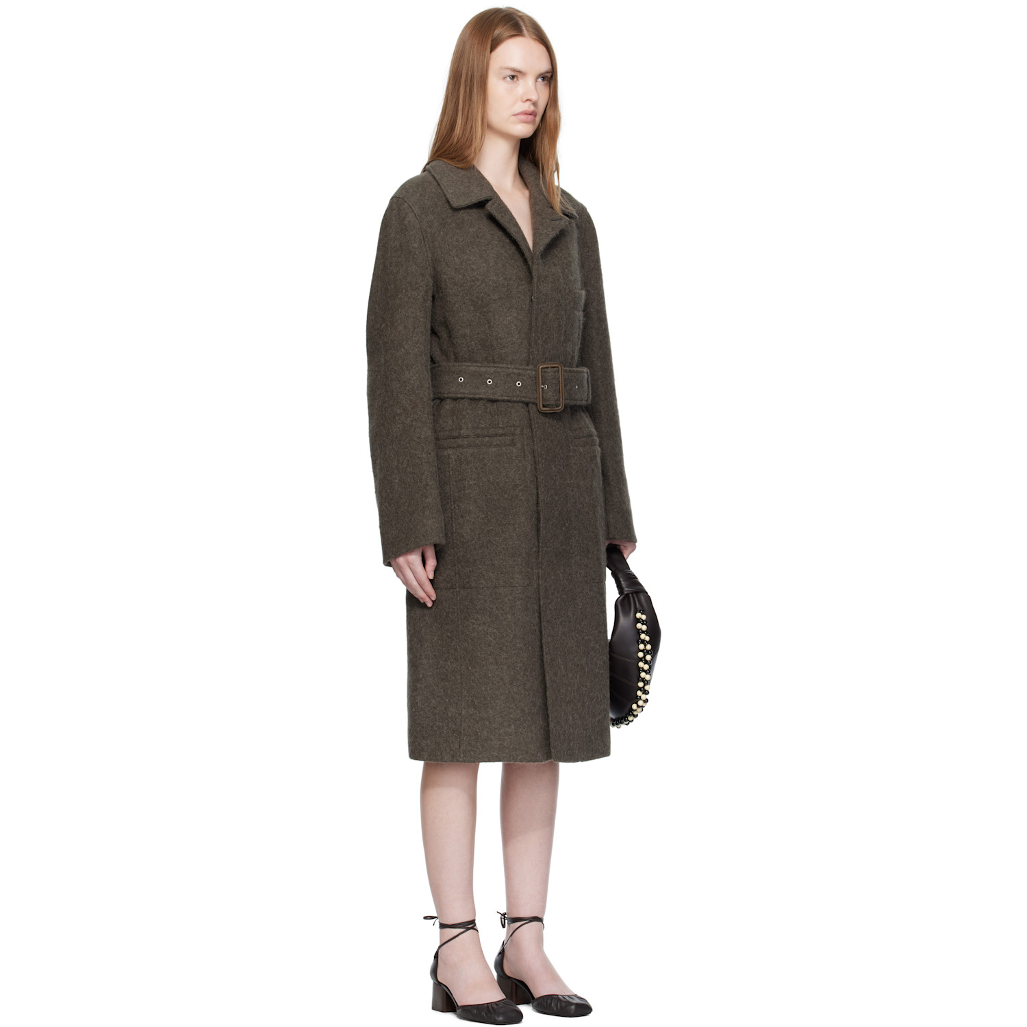  Lemaire Khaki Belted Tailored Coat 