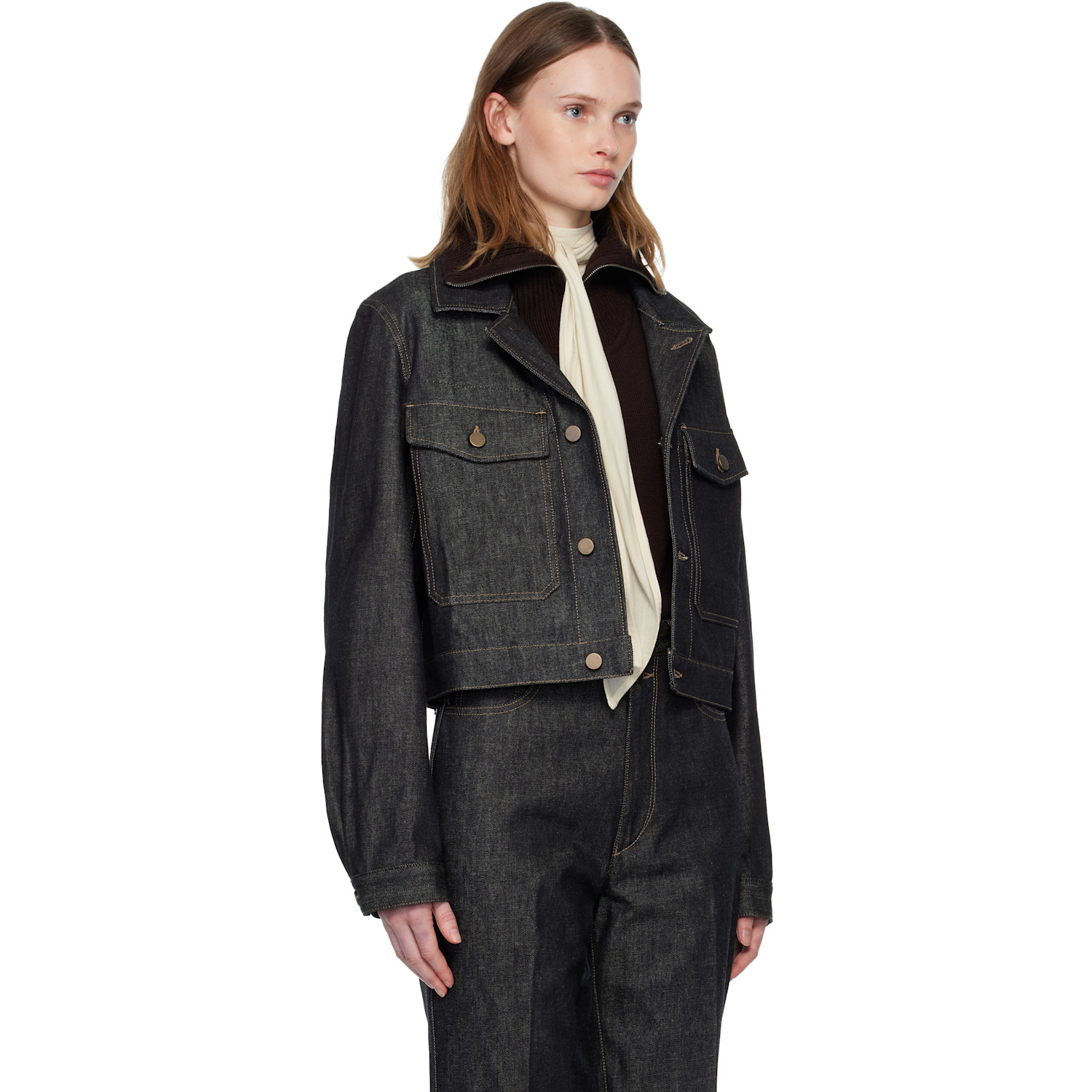  Lemaire Navy Cropped Blouson Denim Jacket 