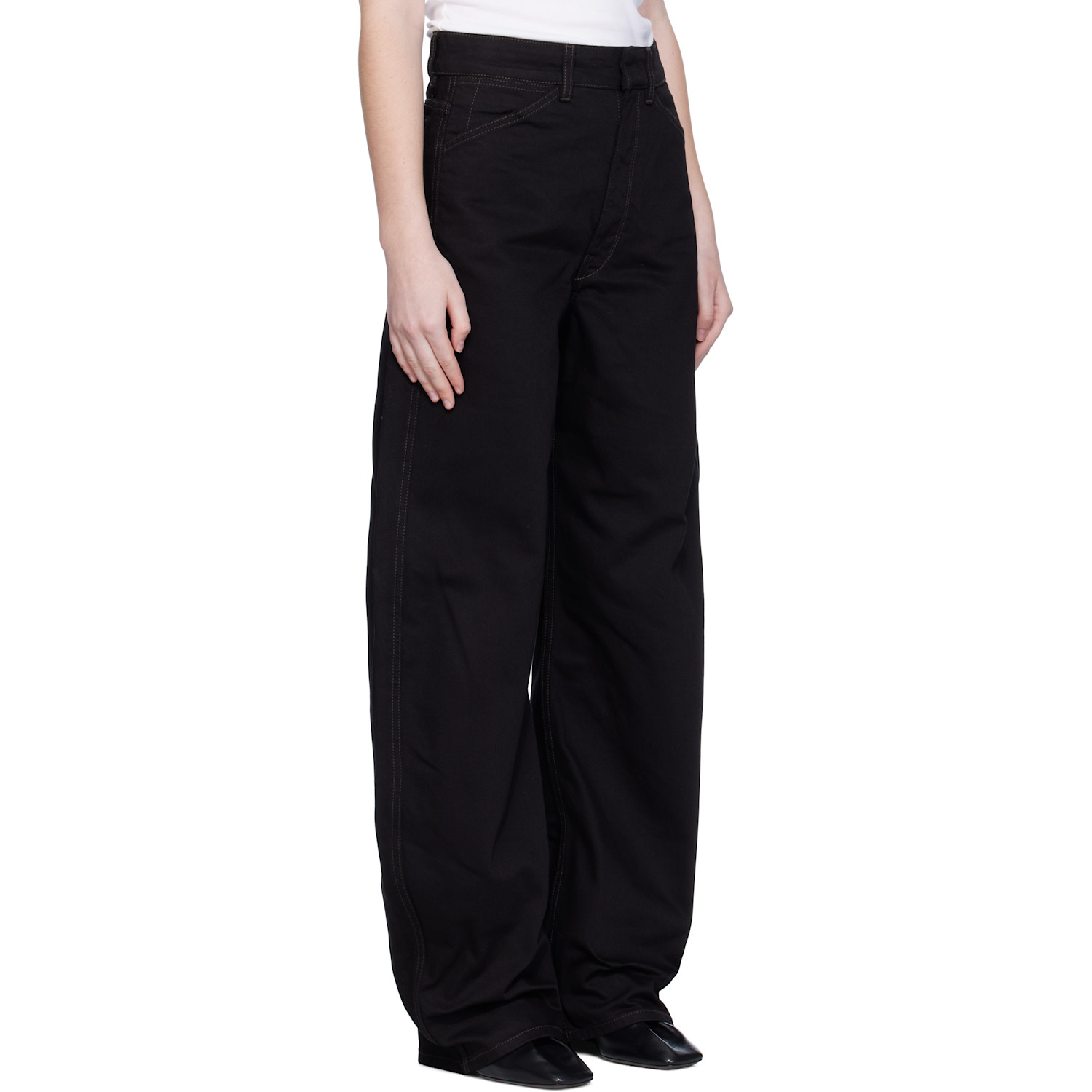  Lemaire Black High Waisted Curved Jeans 
