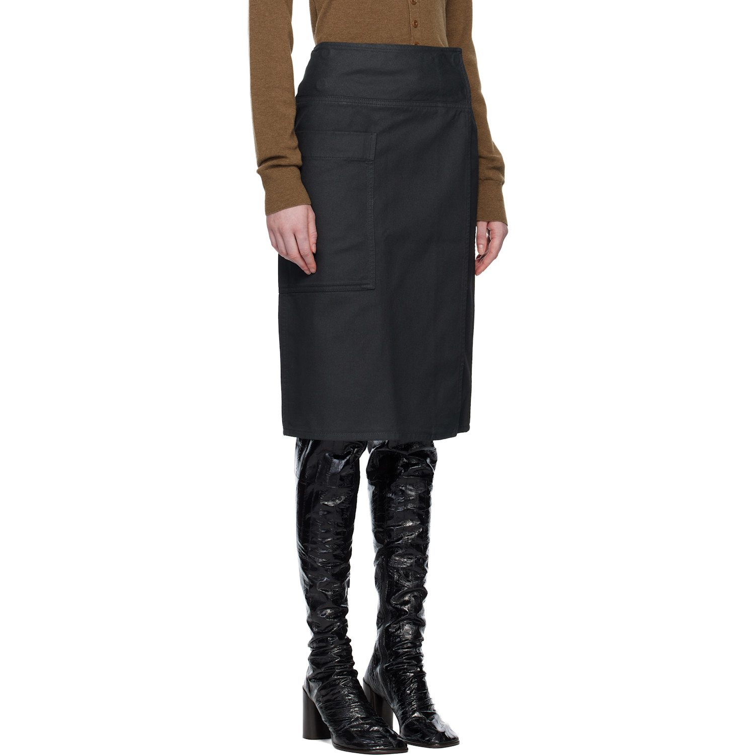  Lemaire Gray Apron Denim Midi Skirt 