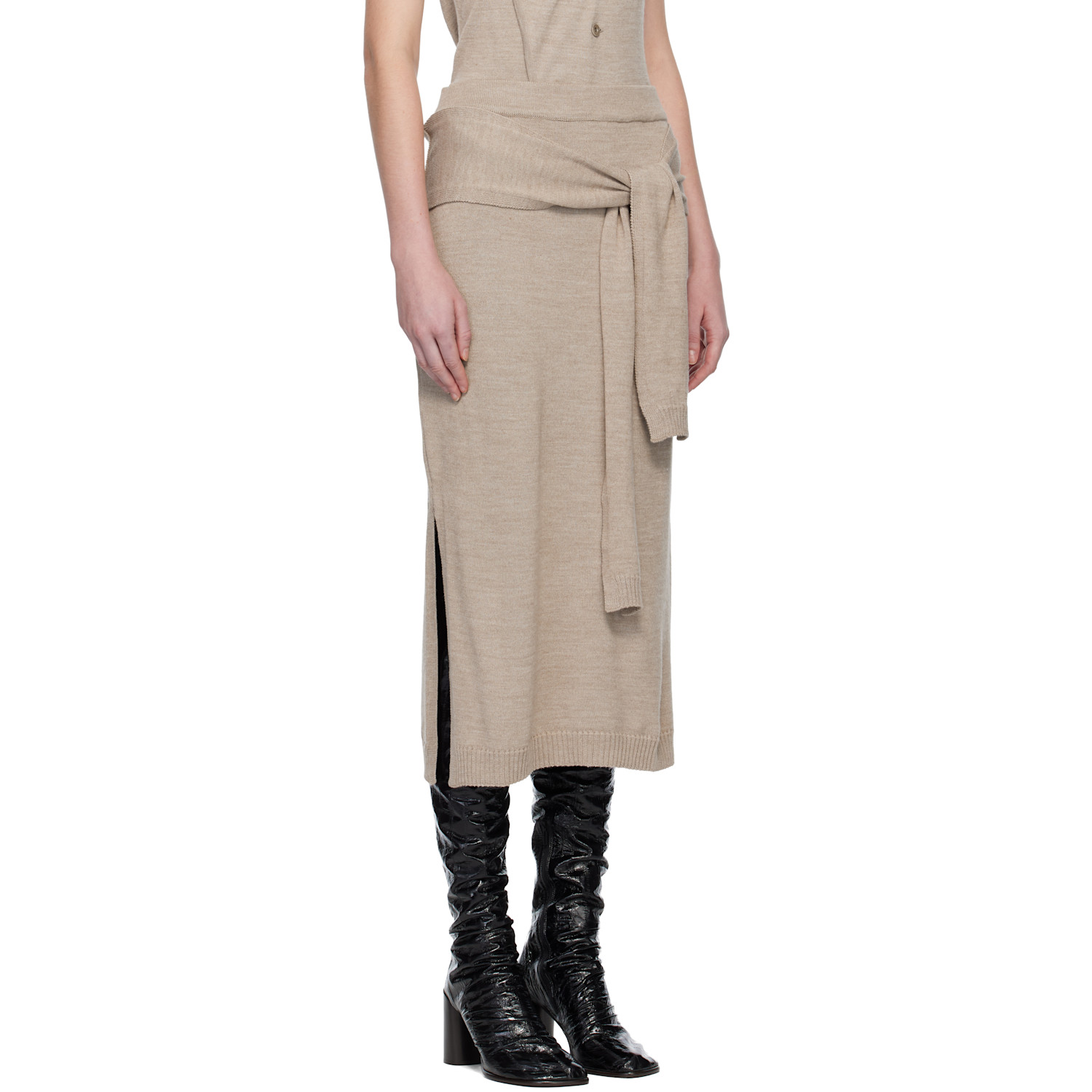  Lemaire Beige Trompe L'oeil Midi Skirt 