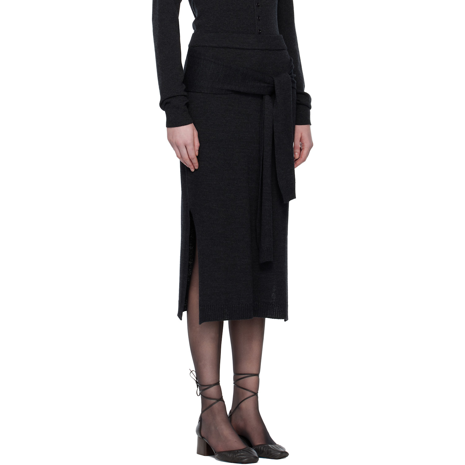  Lemaire Gray Trompe L'oeil Midi Skirt 