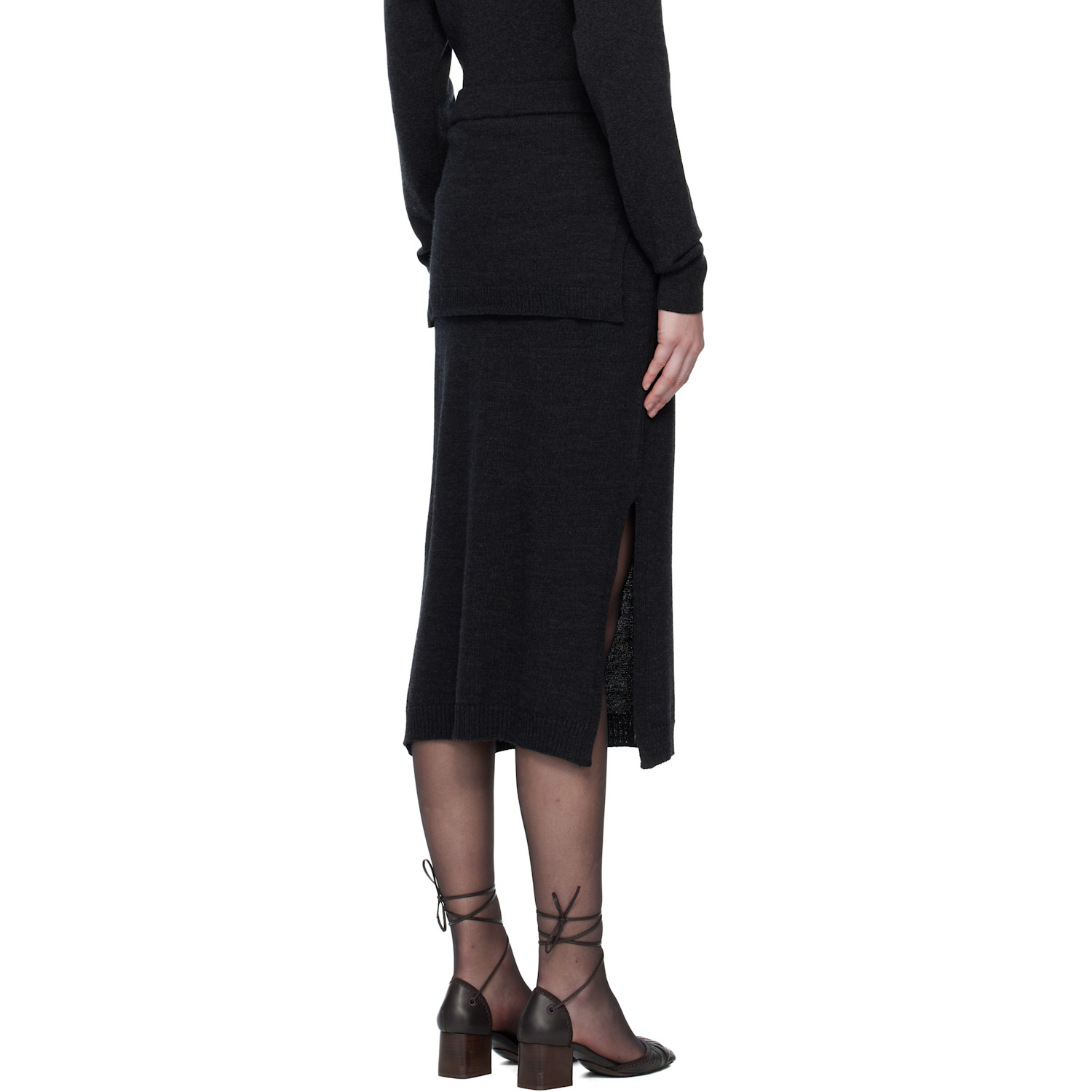  Lemaire Gray Trompe L'oeil Midi Skirt 