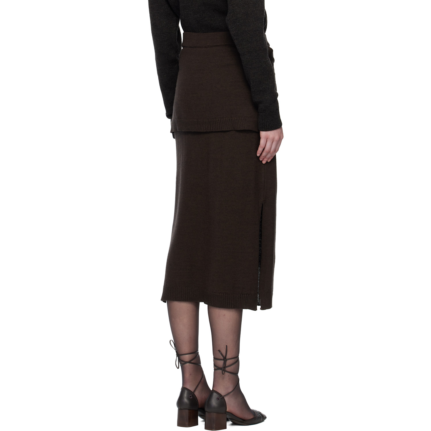  Lemaire Brown Trompe L'oeil Midi Skirt 