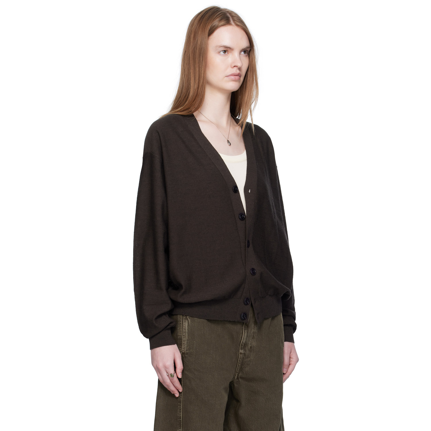  Lemaire Brown Relaxed Twisted Cardigan 