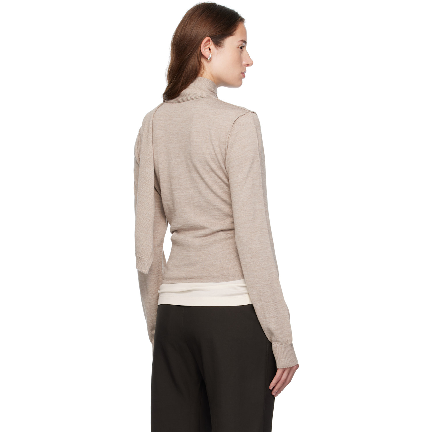  Lemaire Beige Scarf Twisted Cardigan 