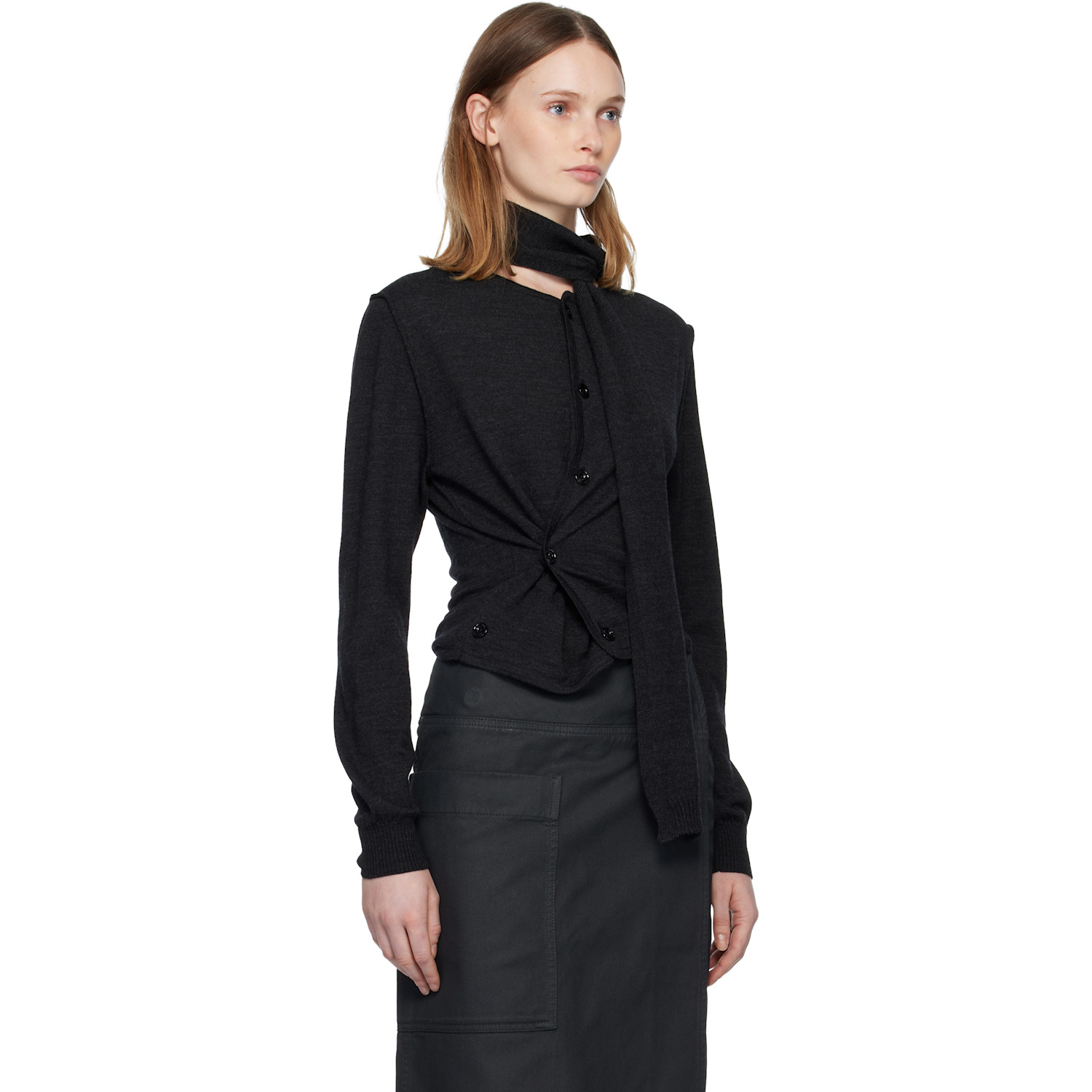  Lemaire Gray Twisted Cardigan 