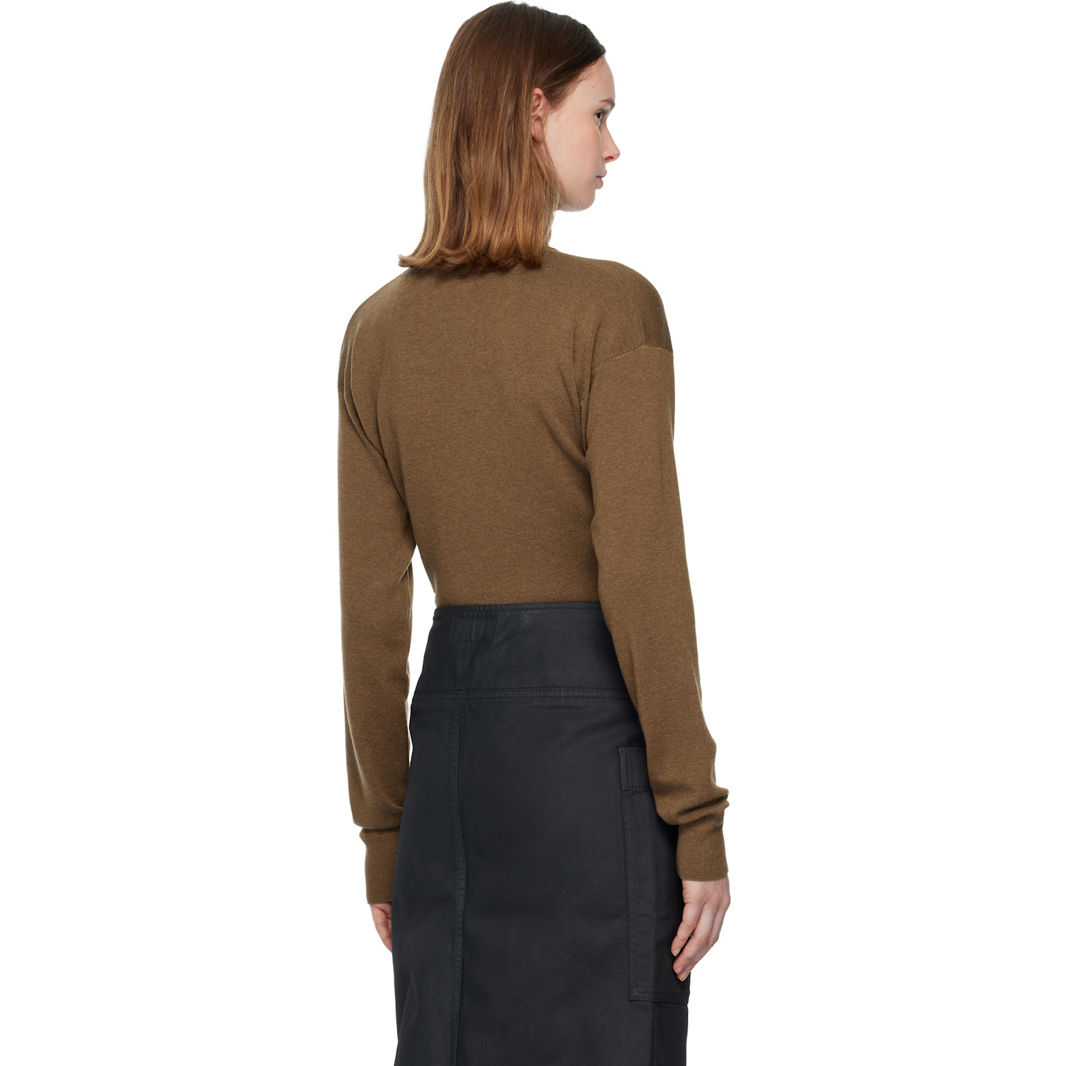  Lemaire Brown Buttoned Fitted Cardigan 