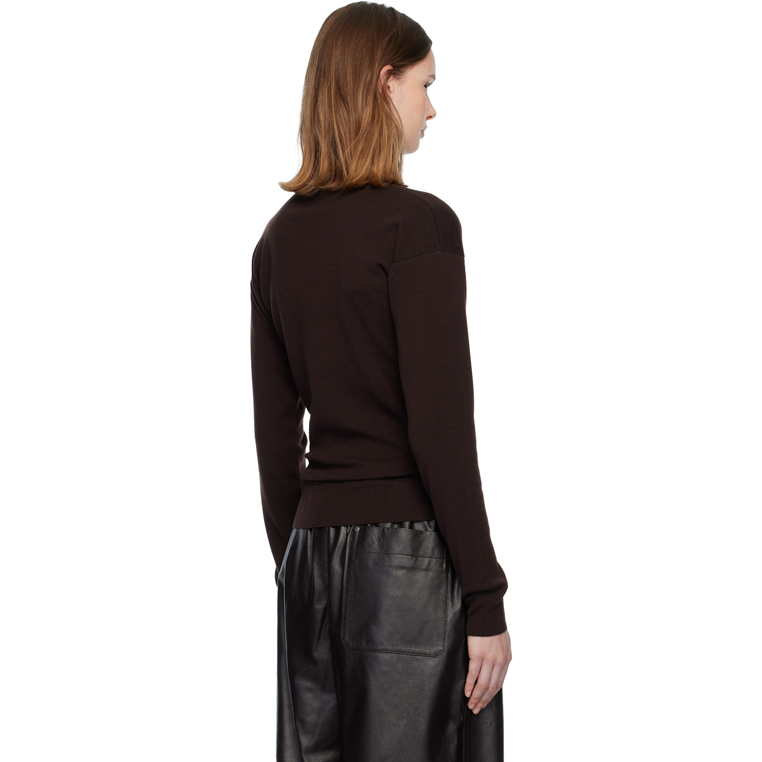  Lemaire Burgundy Buttoned Fitted Cardigan 