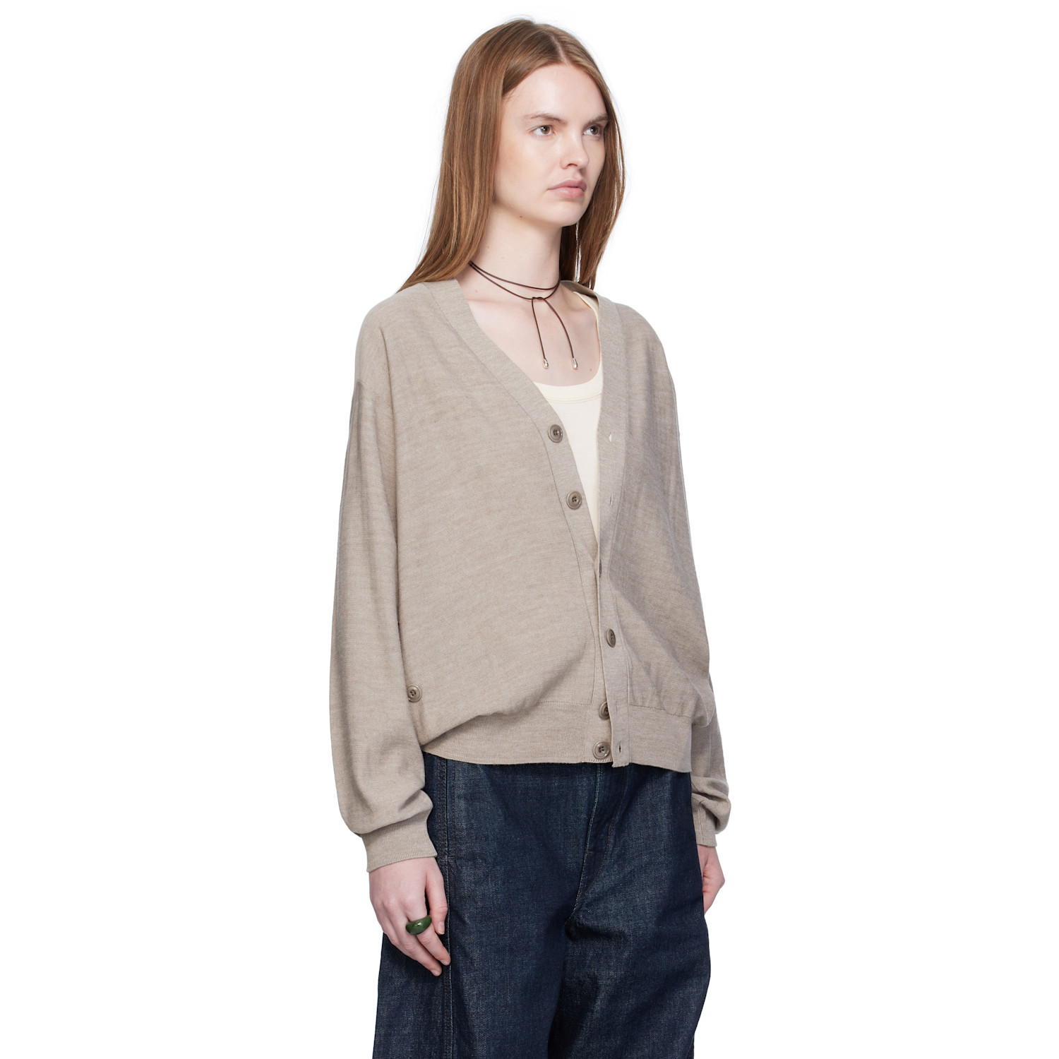  Lemaire Taupe Relaxed Twisted Cardigan 
