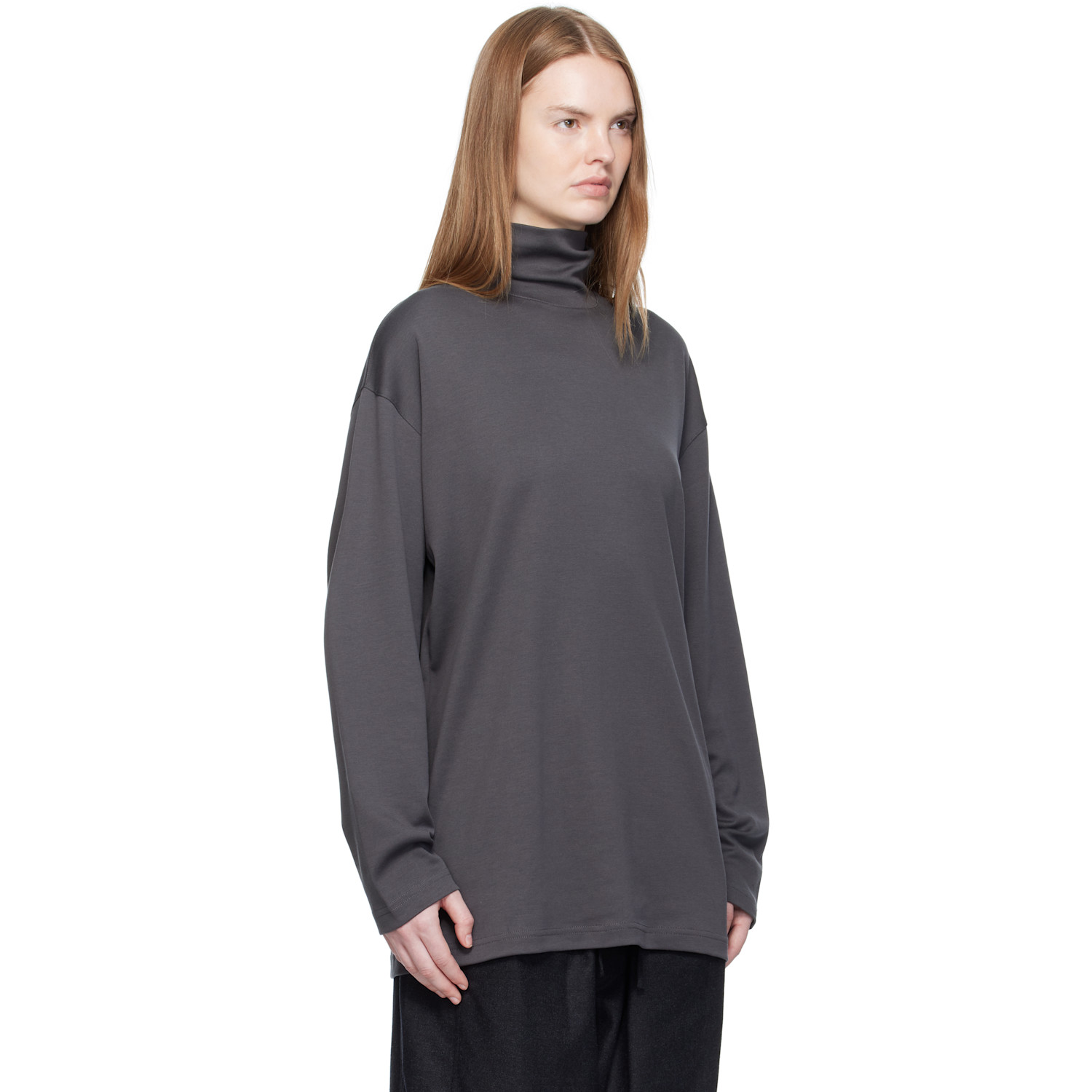  Lemaire Gray Relaxed Mock Neck T-shirt 