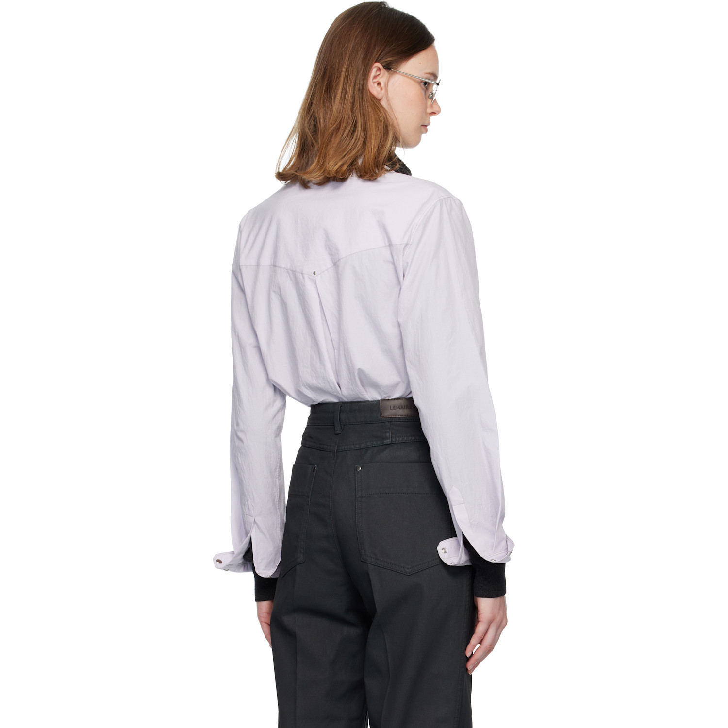  Lemaire Purple Chest-pocket Fitted Shirt 