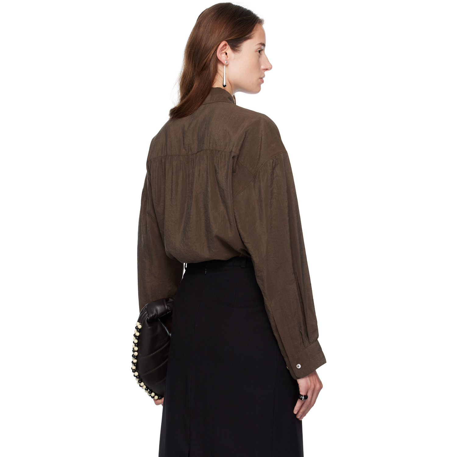  Lemaire Brown Straight Collar Twisted Shirt 