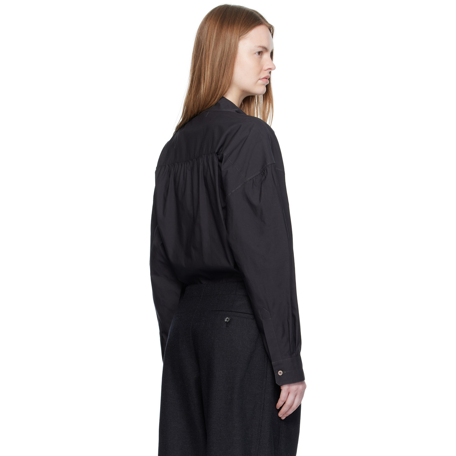  Lemaire Black Straight Collar Twisted Shirt 